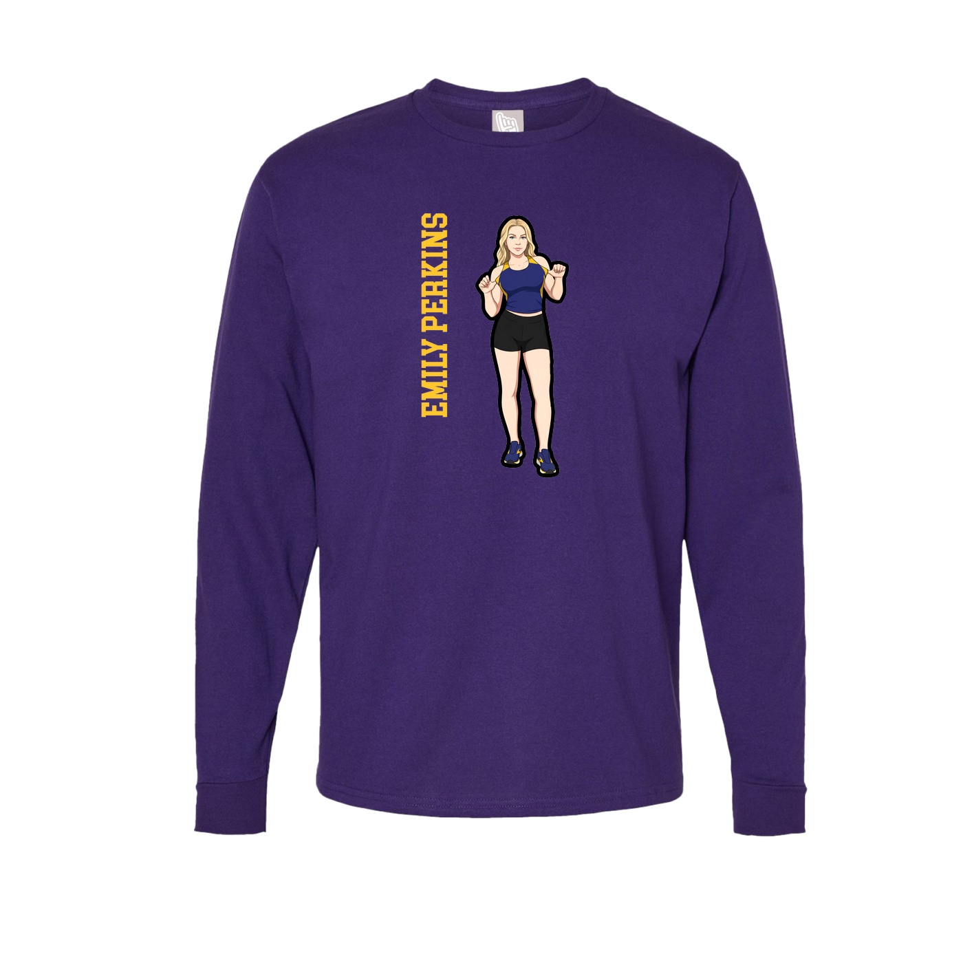 Long Sleeve Tee — Name Vertical in Purple