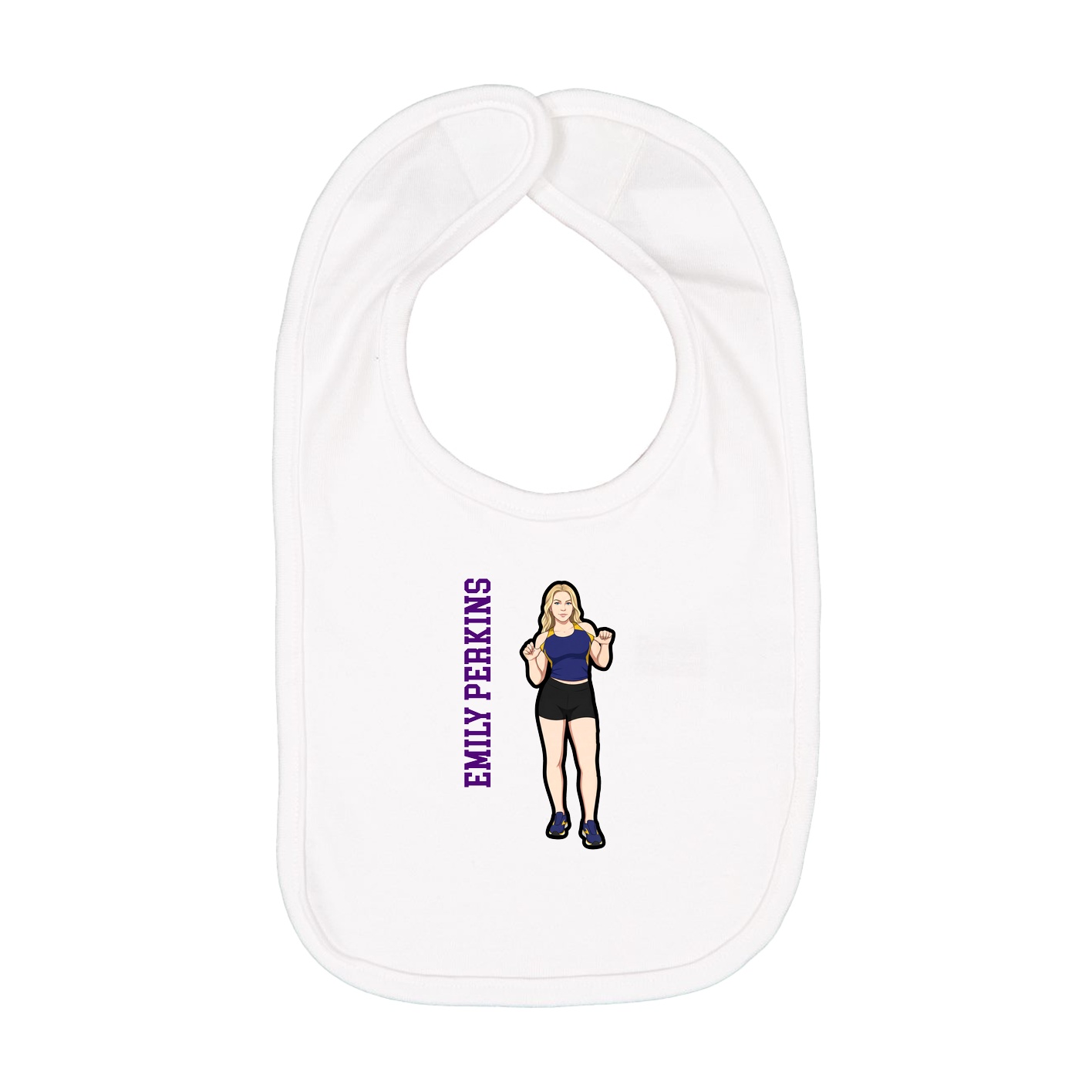 Infant Bib — Name Vertical in White