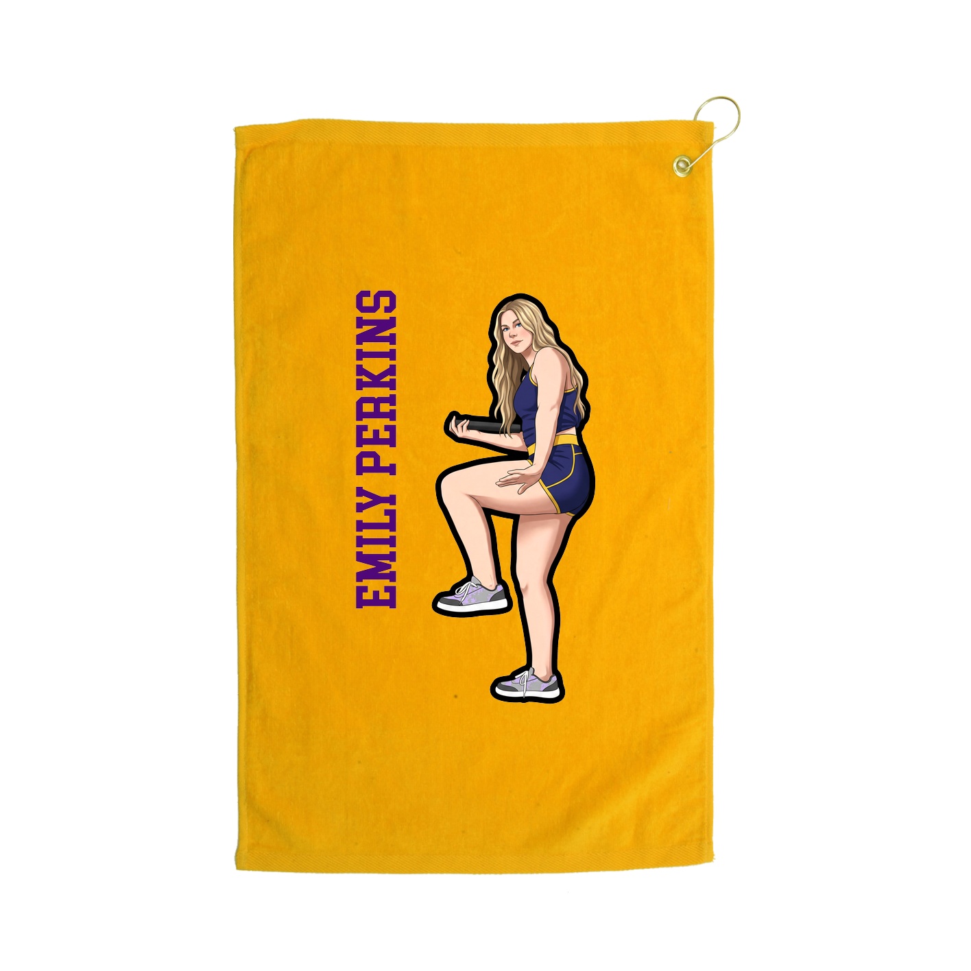 Golf Towel — Name Vertical in Gold