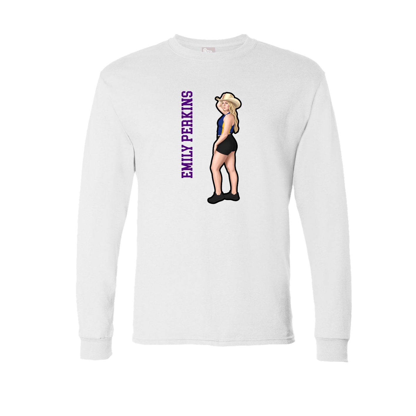 Long Sleeve Tee — Name Vertical in White