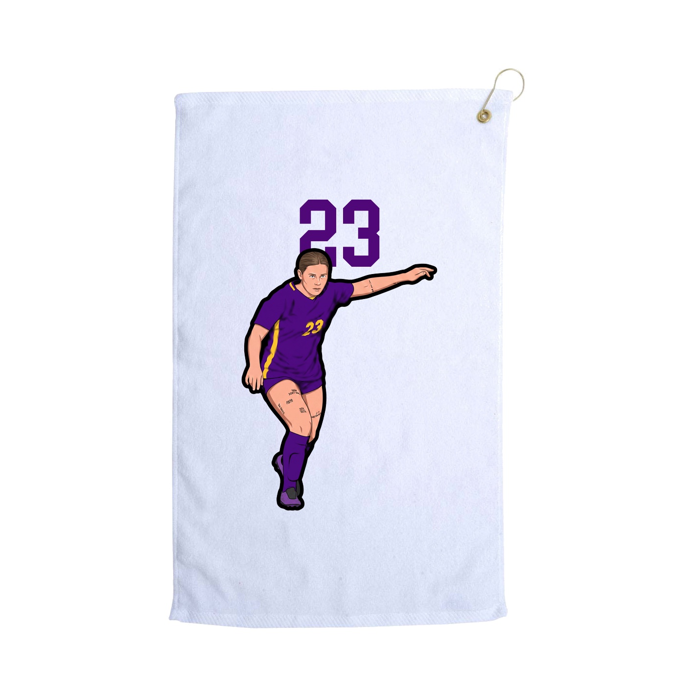Golf Towel — Number Top in White