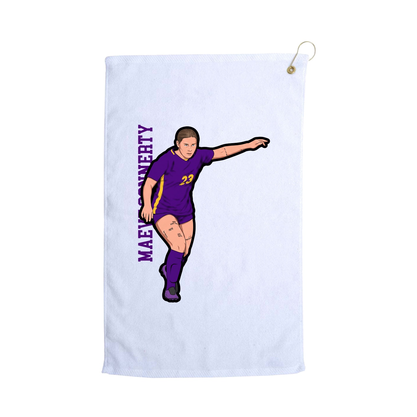 Golf Towel — Name Vertical in White