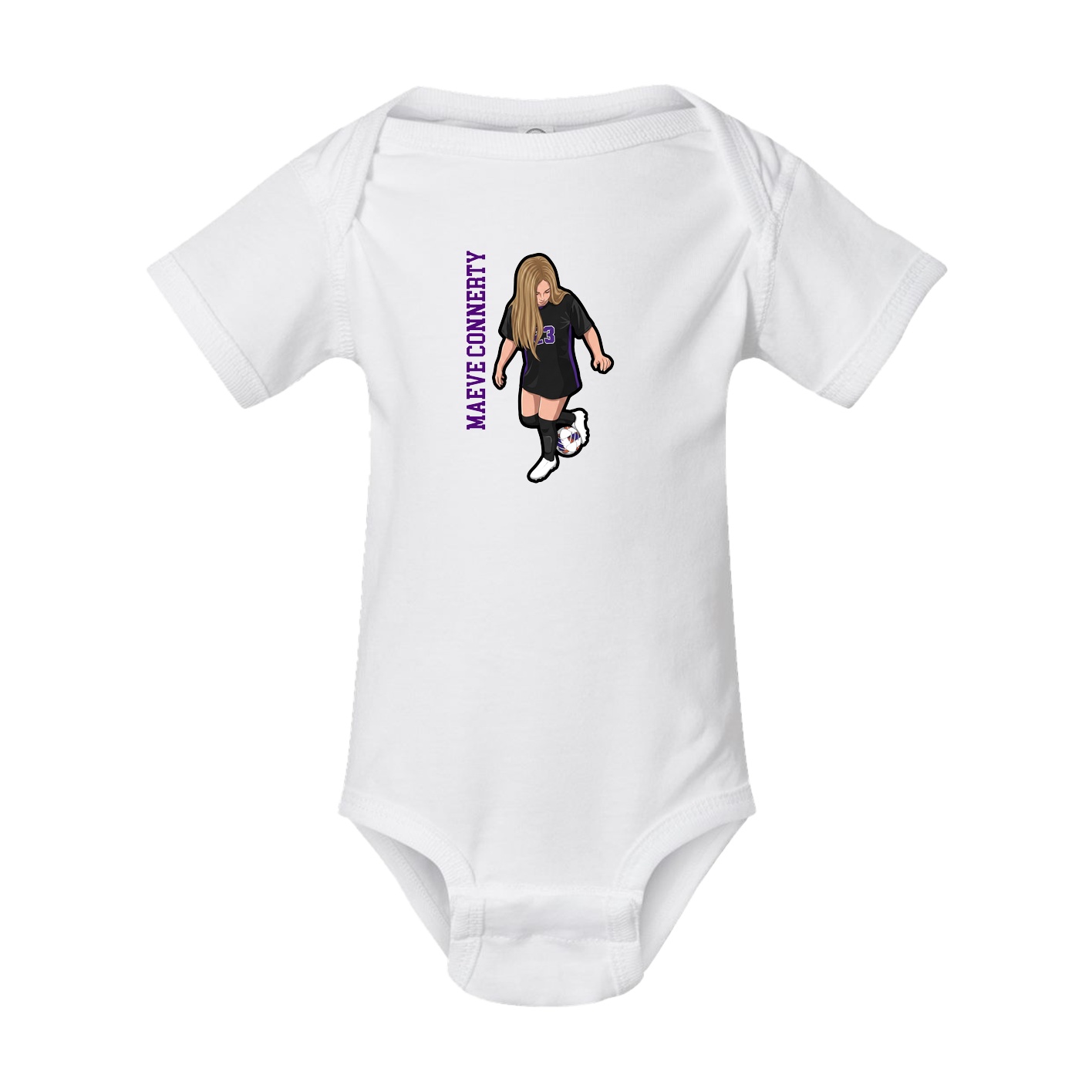 Baby Onesie — Name Vertical in White