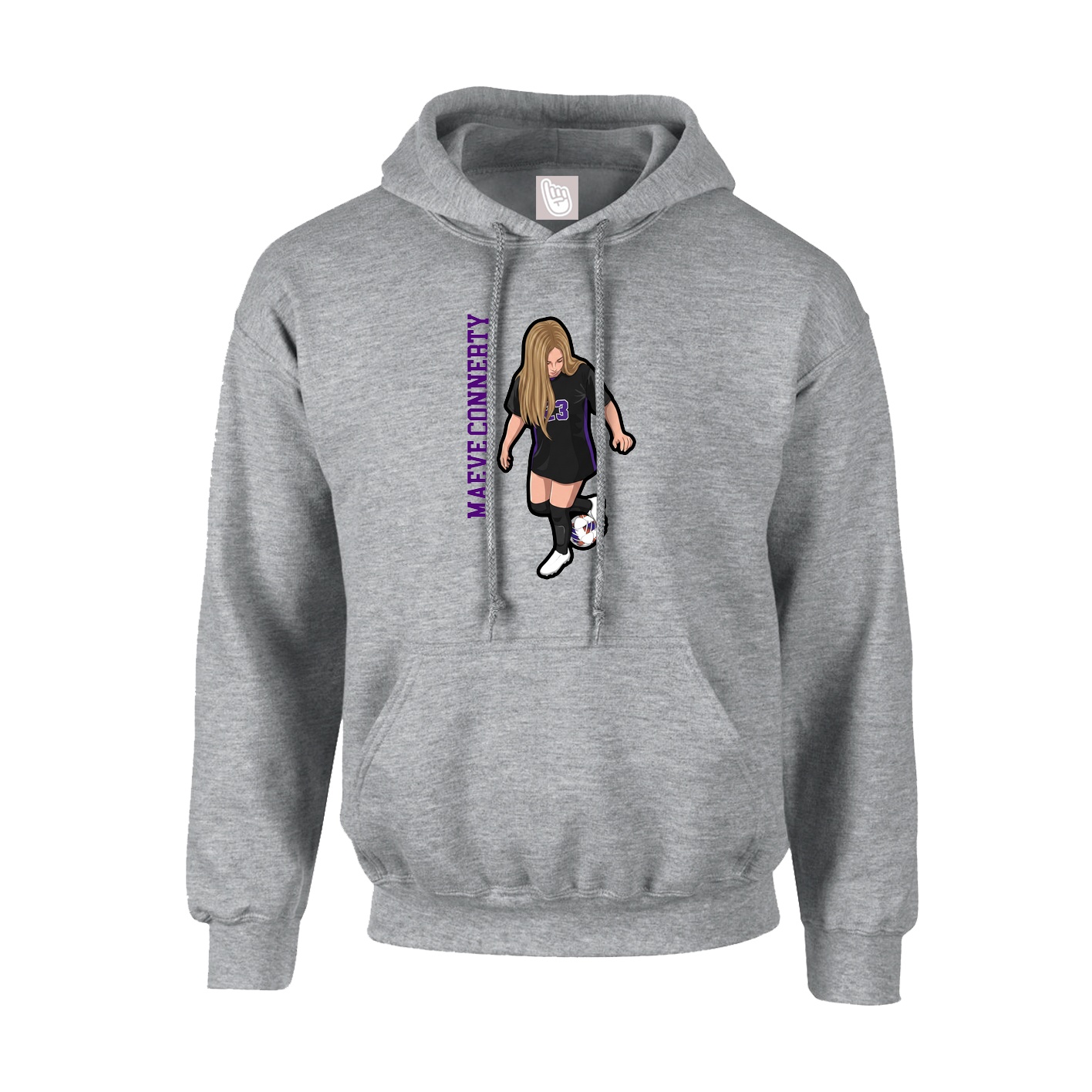 Hoodie — Name Vertical in Grey