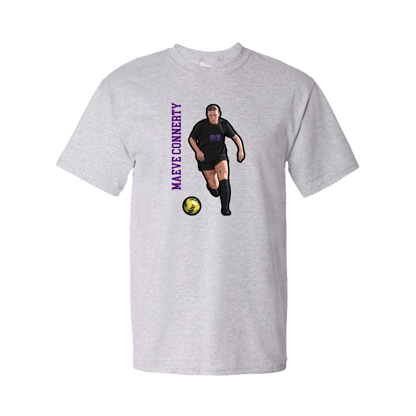 Youth Tee — Name Vertical in Grey