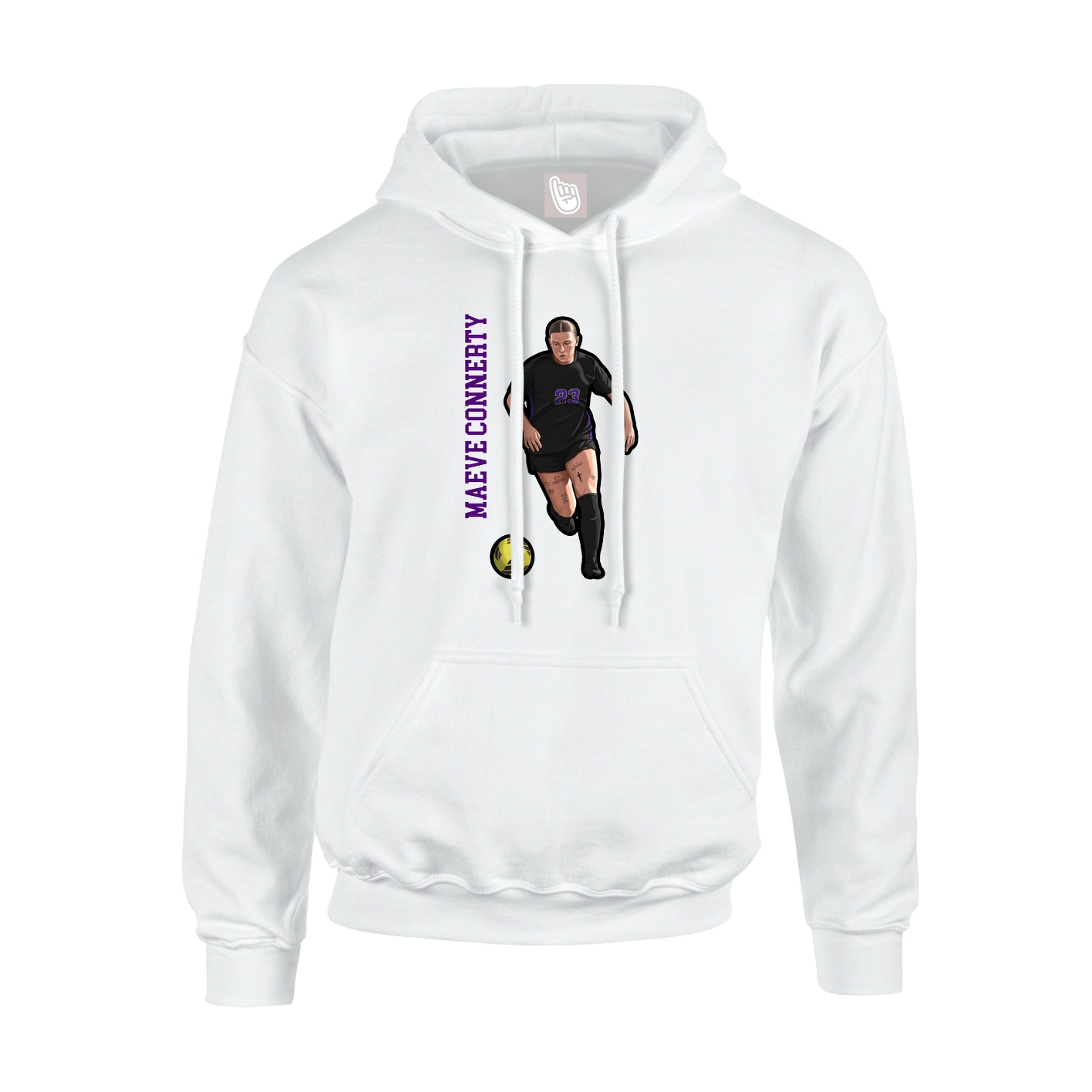 Youth Hoodie — Name Vertical in White
