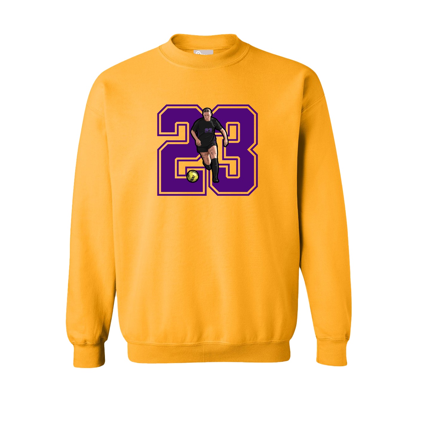 Fleece Crew — Number in Gold
