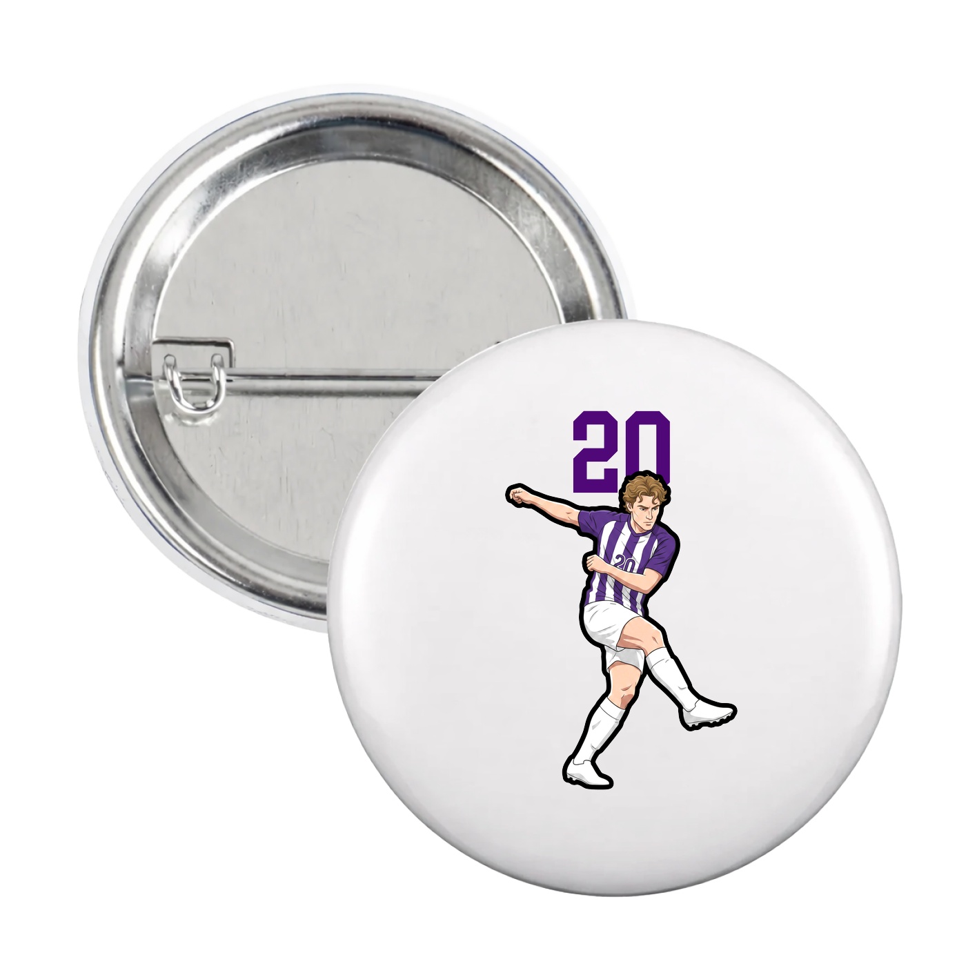 Game Day Button — Number Top in White