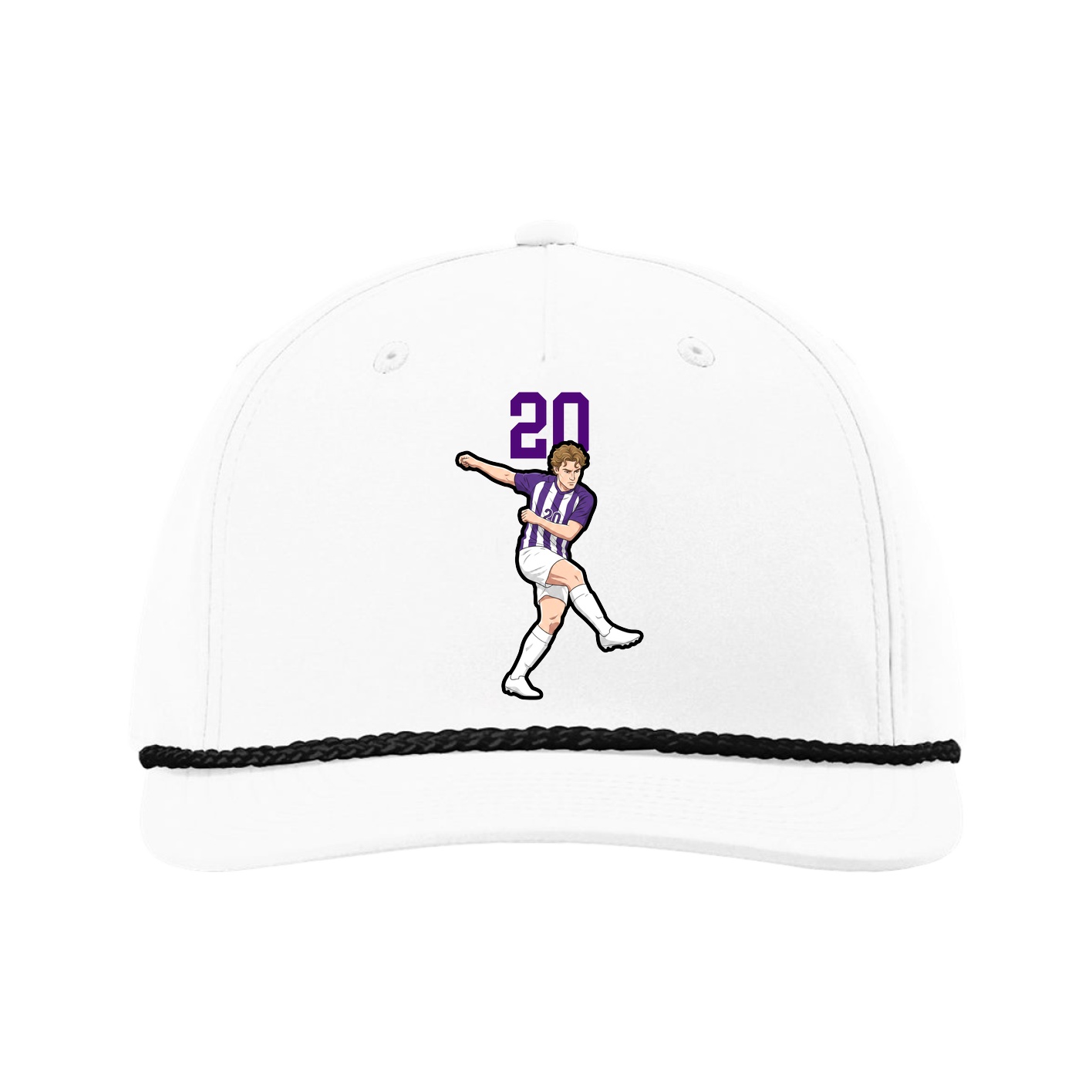 Five-Panel Classic Rope Cap — Number Top in White