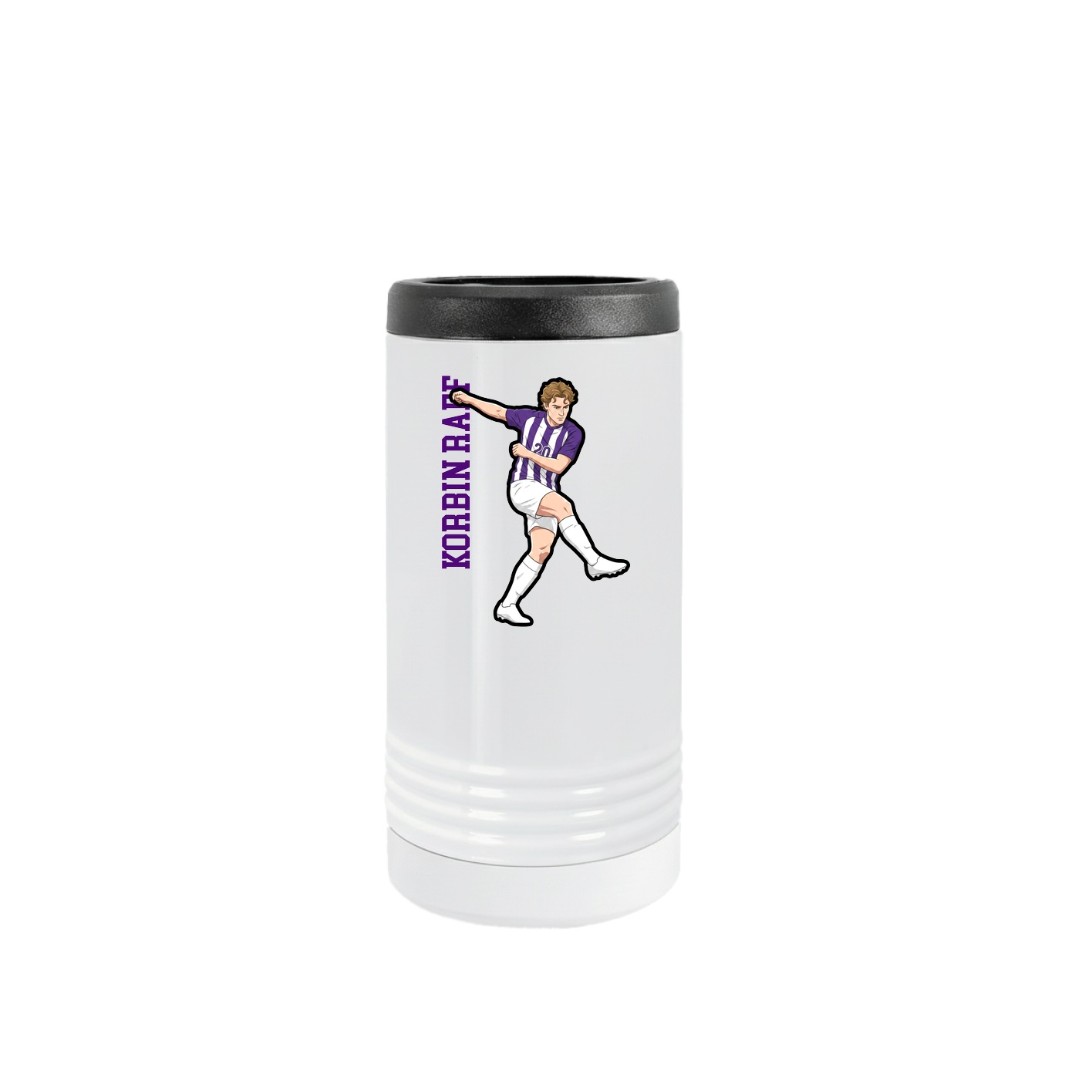 Slim Beverage Holder — Name Vertical in White