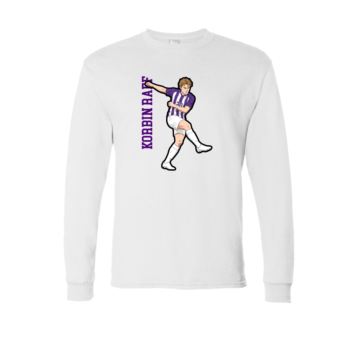 Long Sleeve Tee — Name Vertical in White