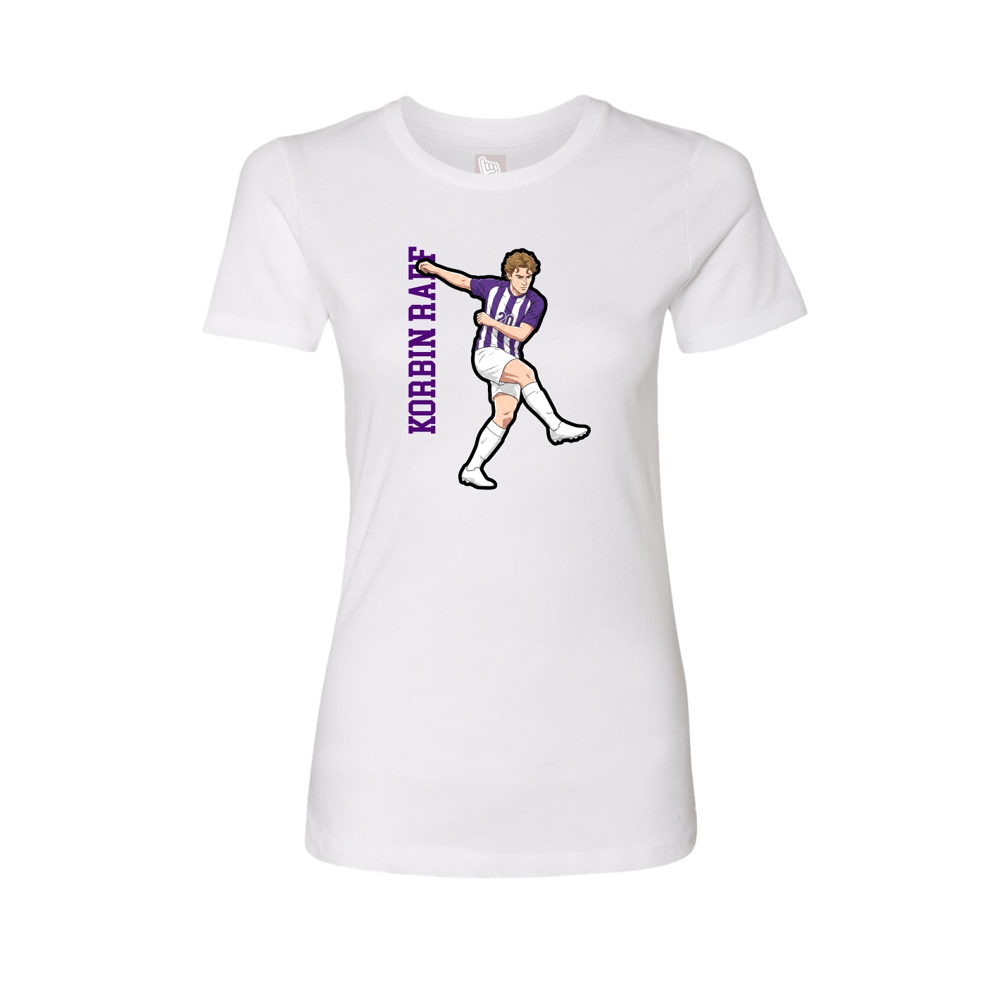 Fitted Women's Tee — Name Vertical in White