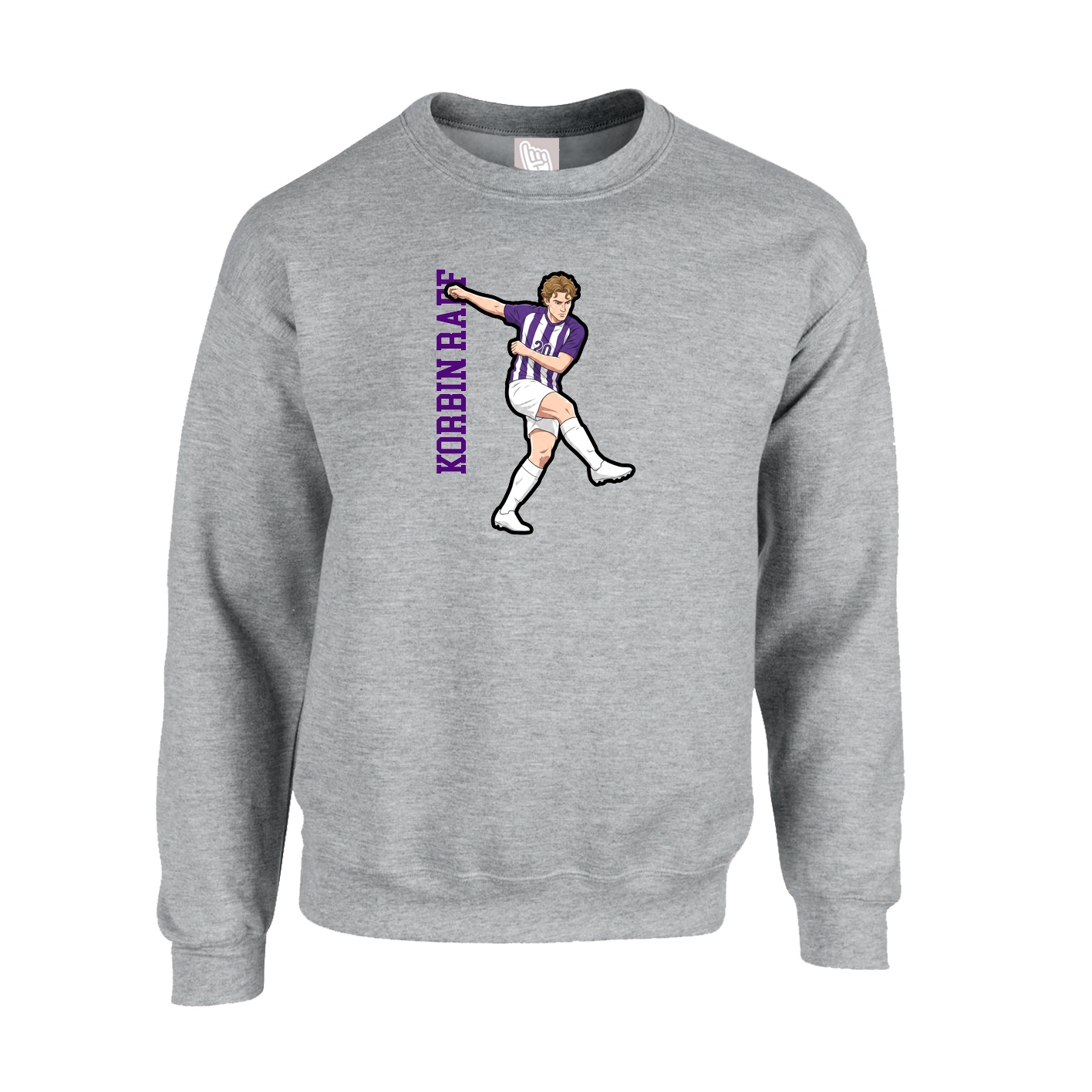 Fleece Crew — Name Vertical in Grey