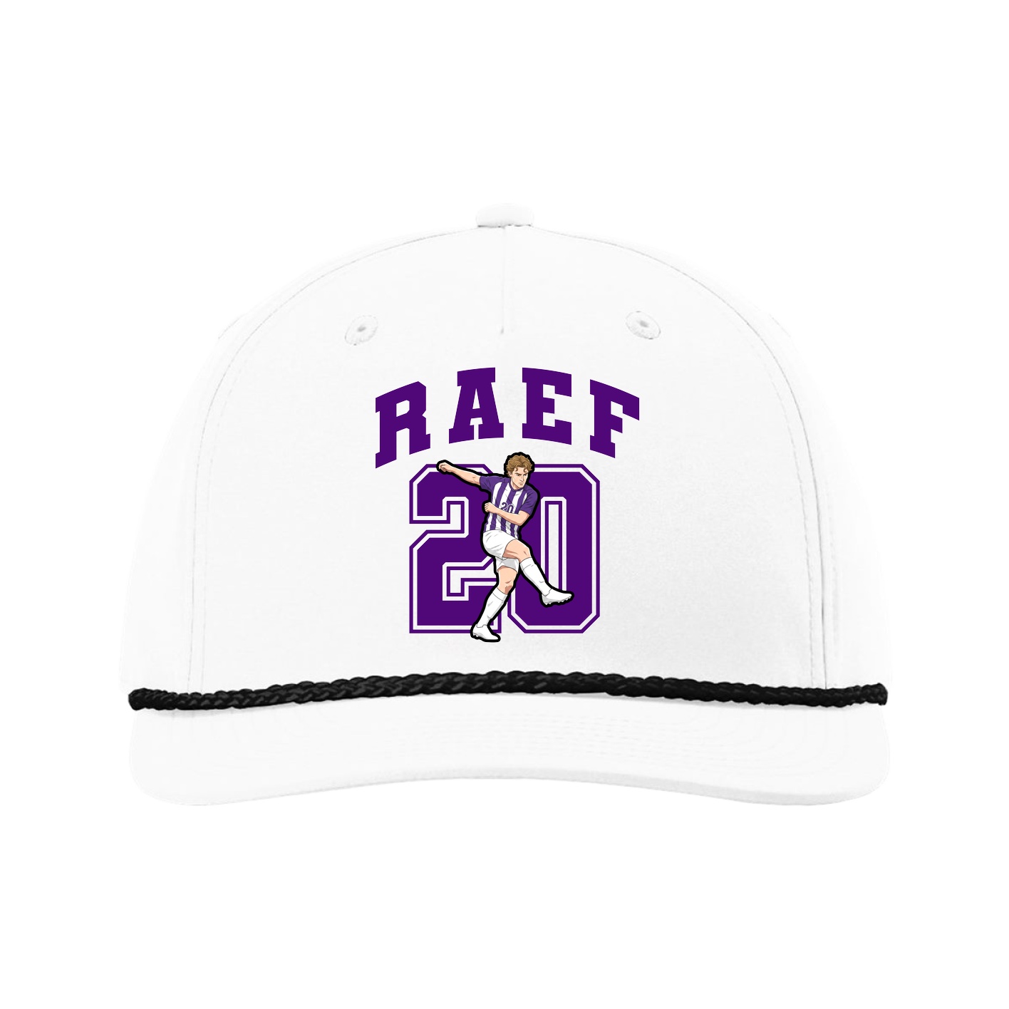 Five-Panel Classic Rope Cap — Number in White