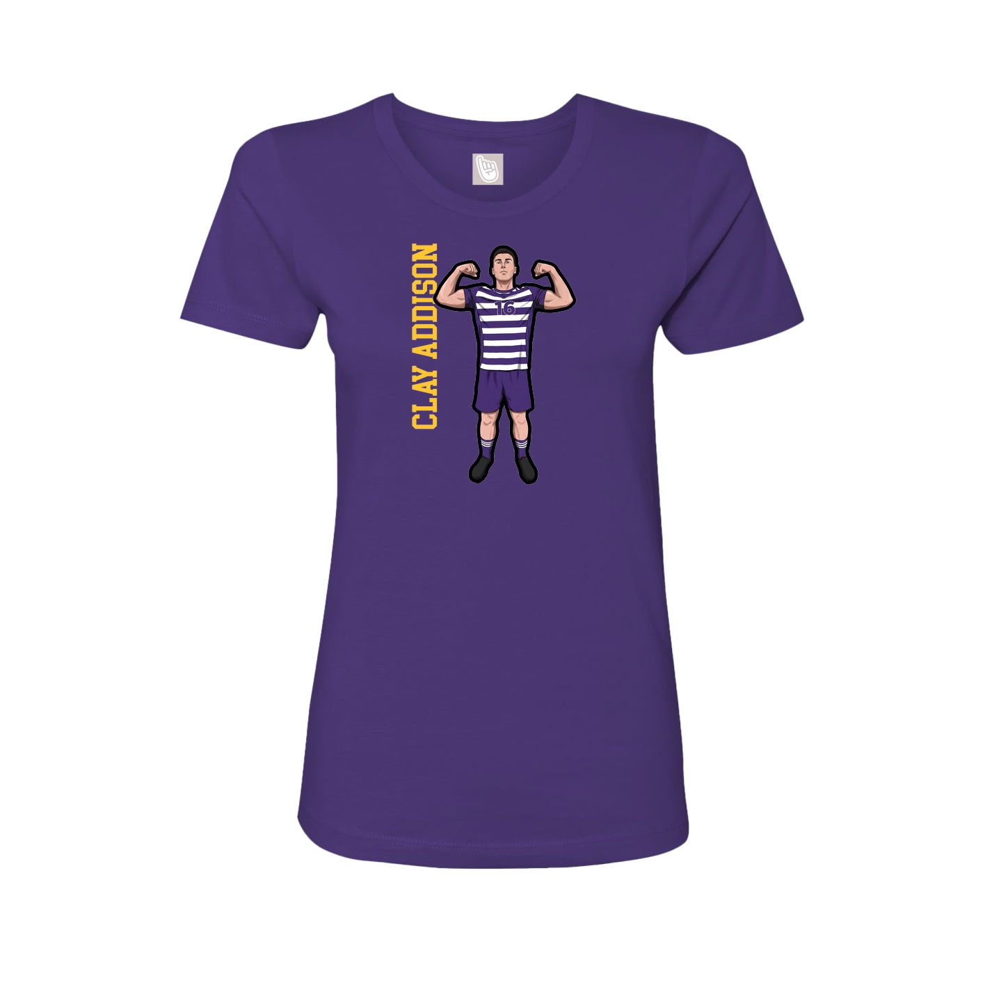 Fitted Women's Tee — Name Vertical in Purple