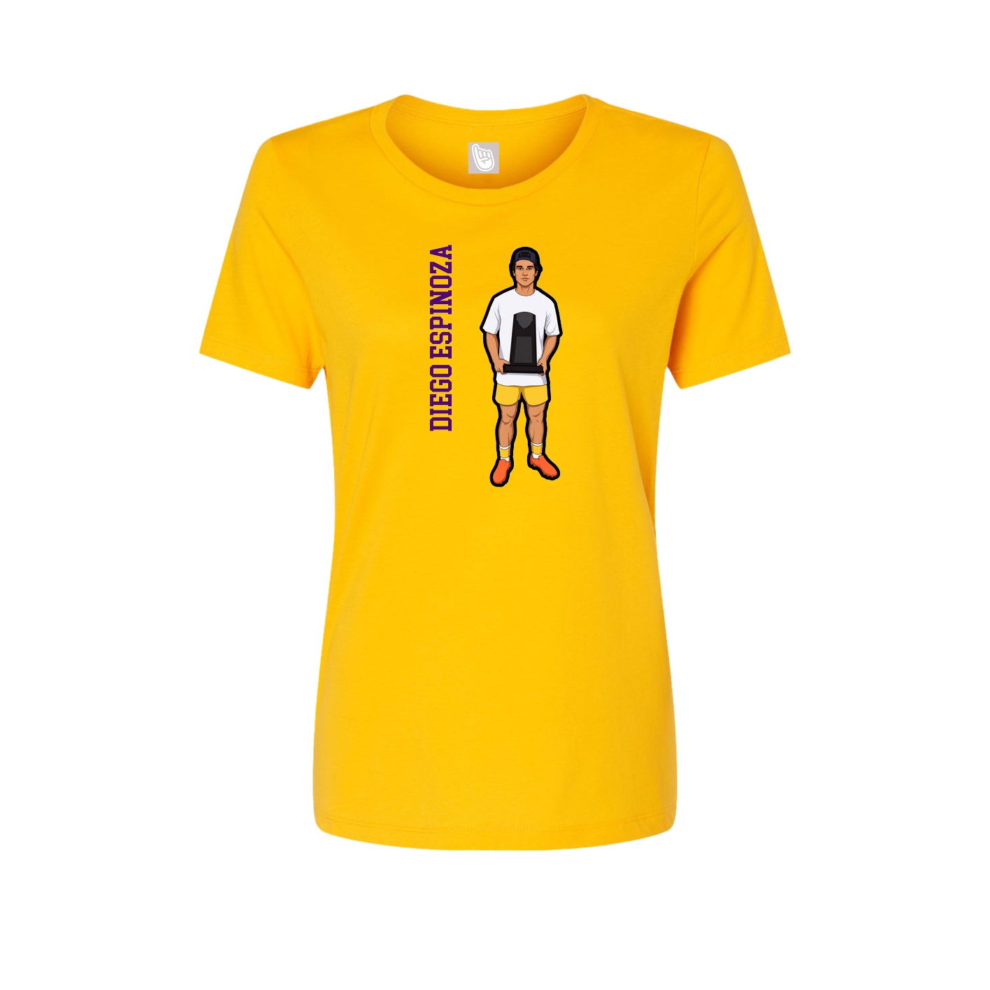 Fitted Women's Tee — Name Vertical in Gold