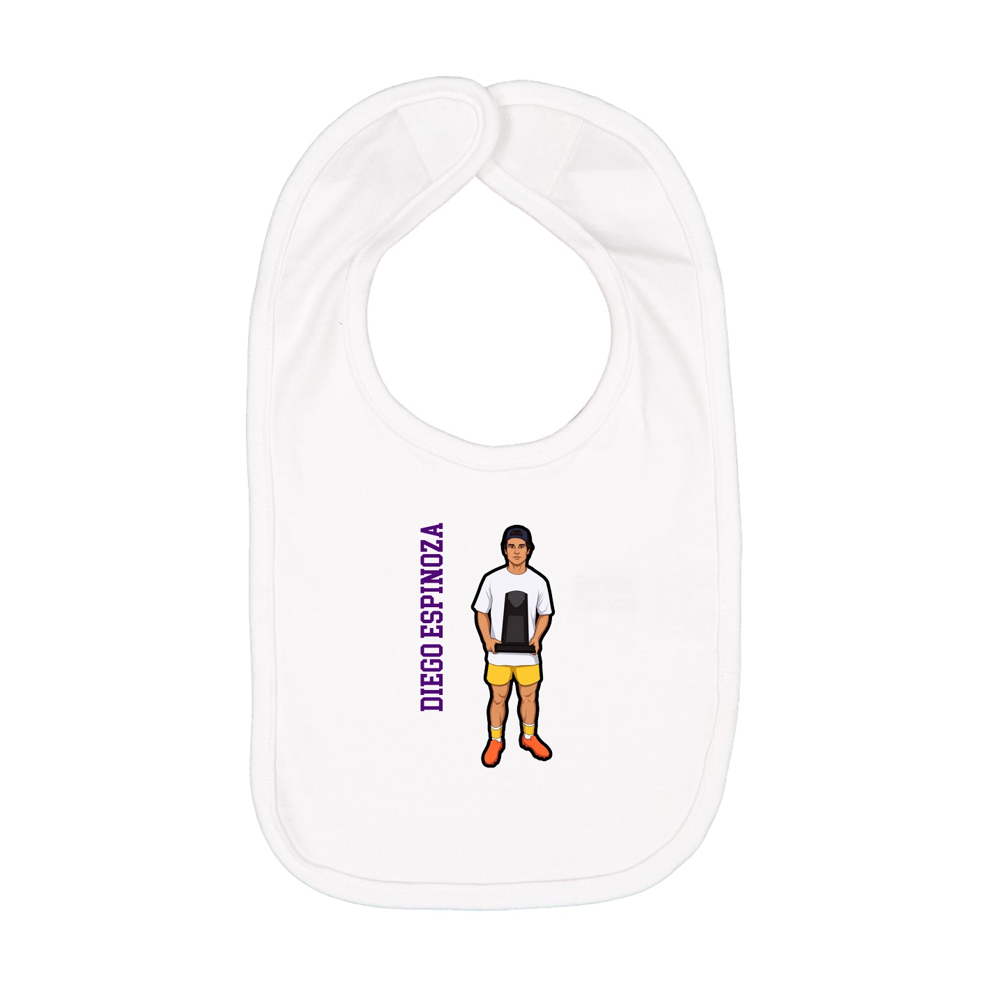 Infant Bib — Name Vertical in White
