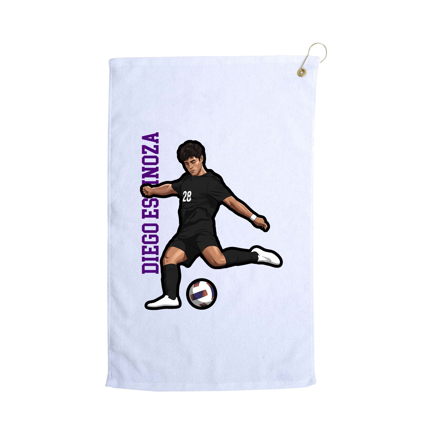 Golf Towel — Name Vertical in White