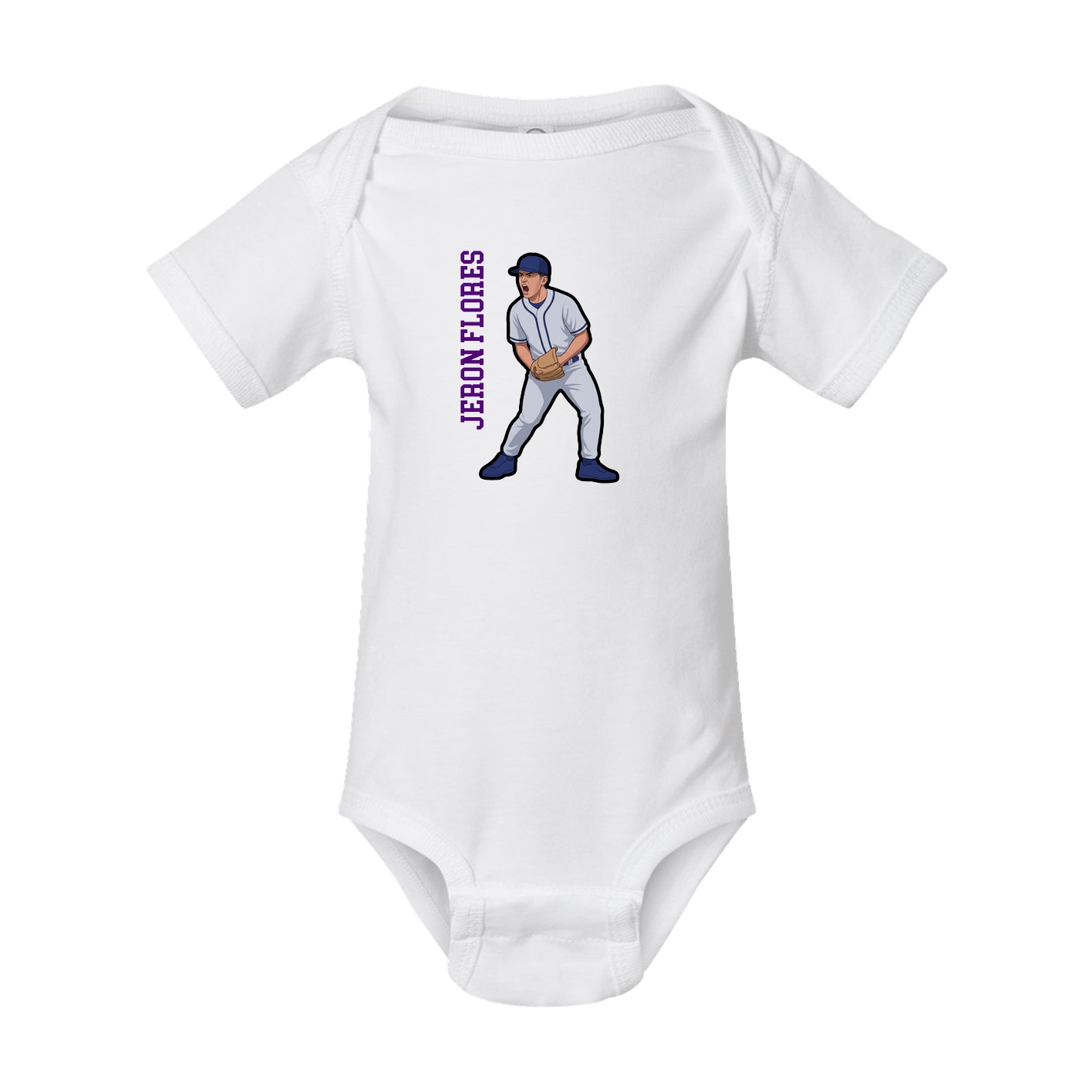 Baby Onesie — Name Vertical in White