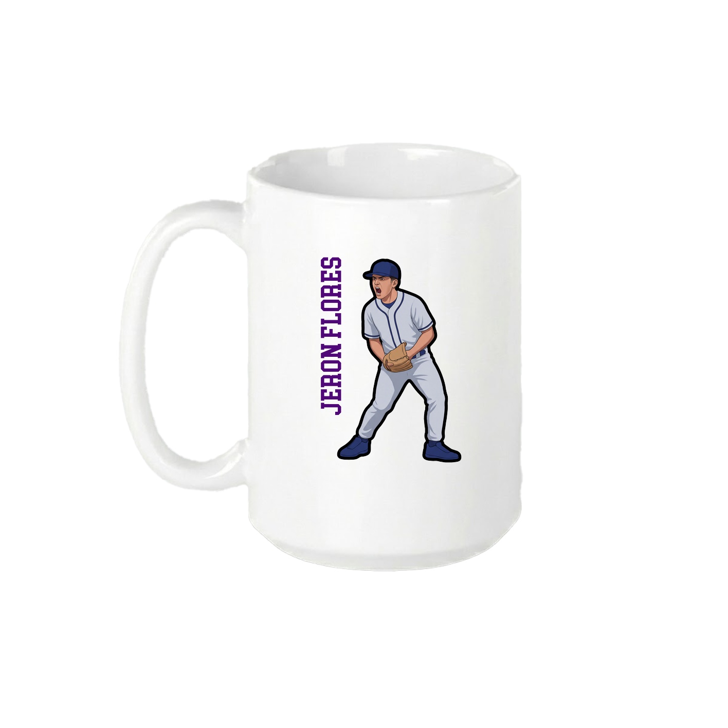 15oz Coffee Mug — Name Vertical in White