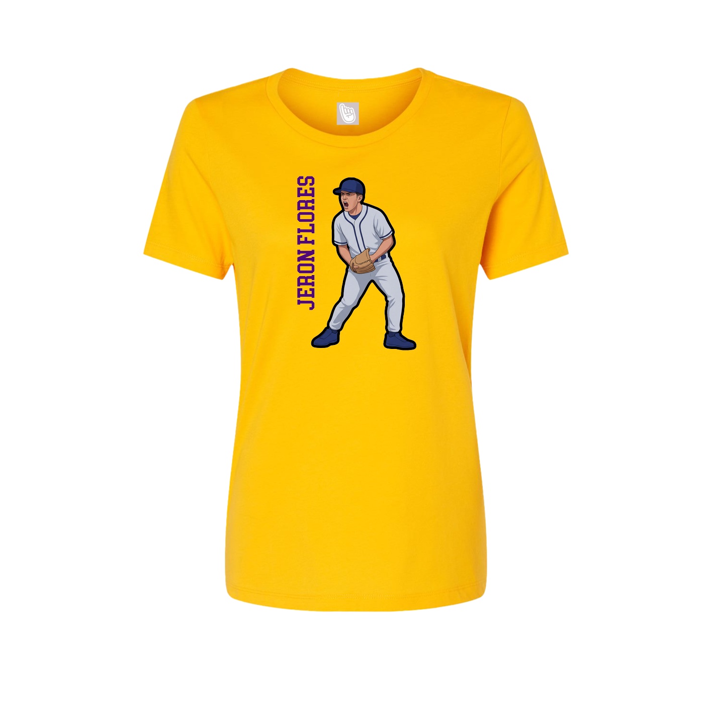 Fitted Women's Tee — Name Vertical in Gold
