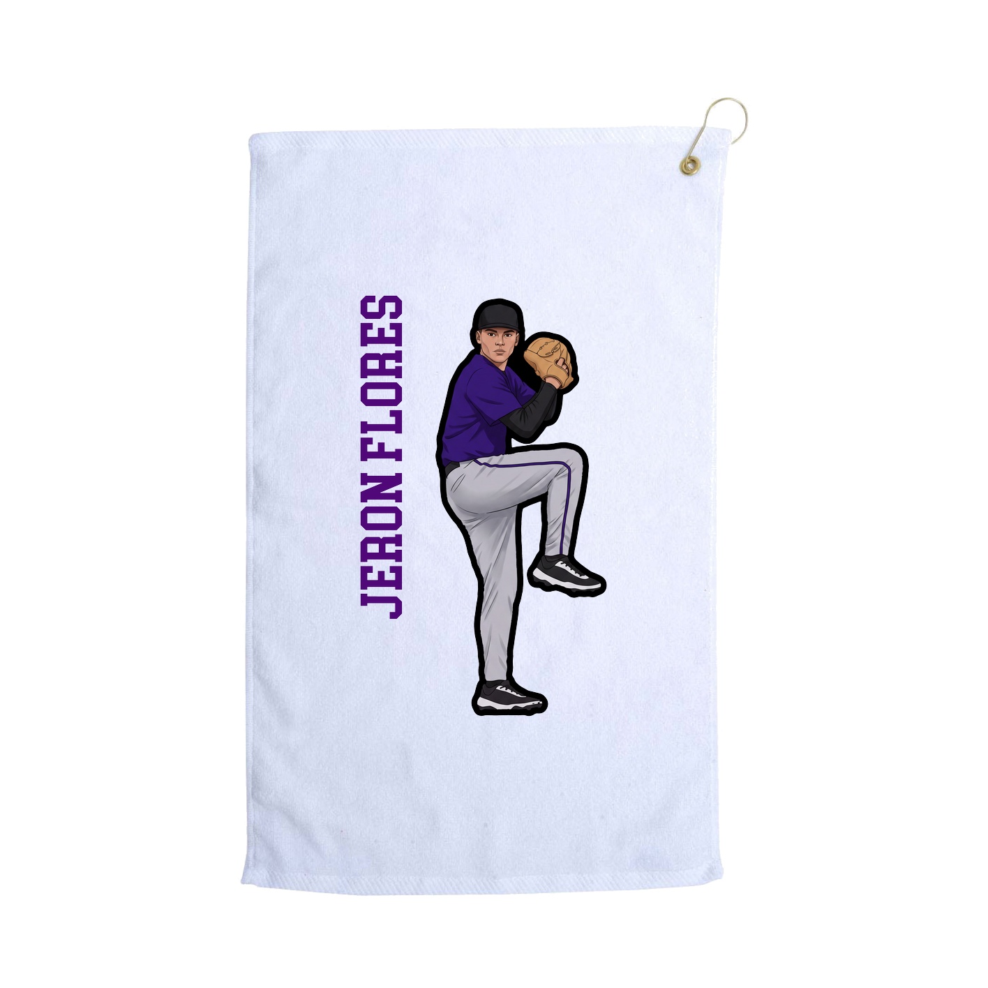 Golf Towel — Name Vertical in White