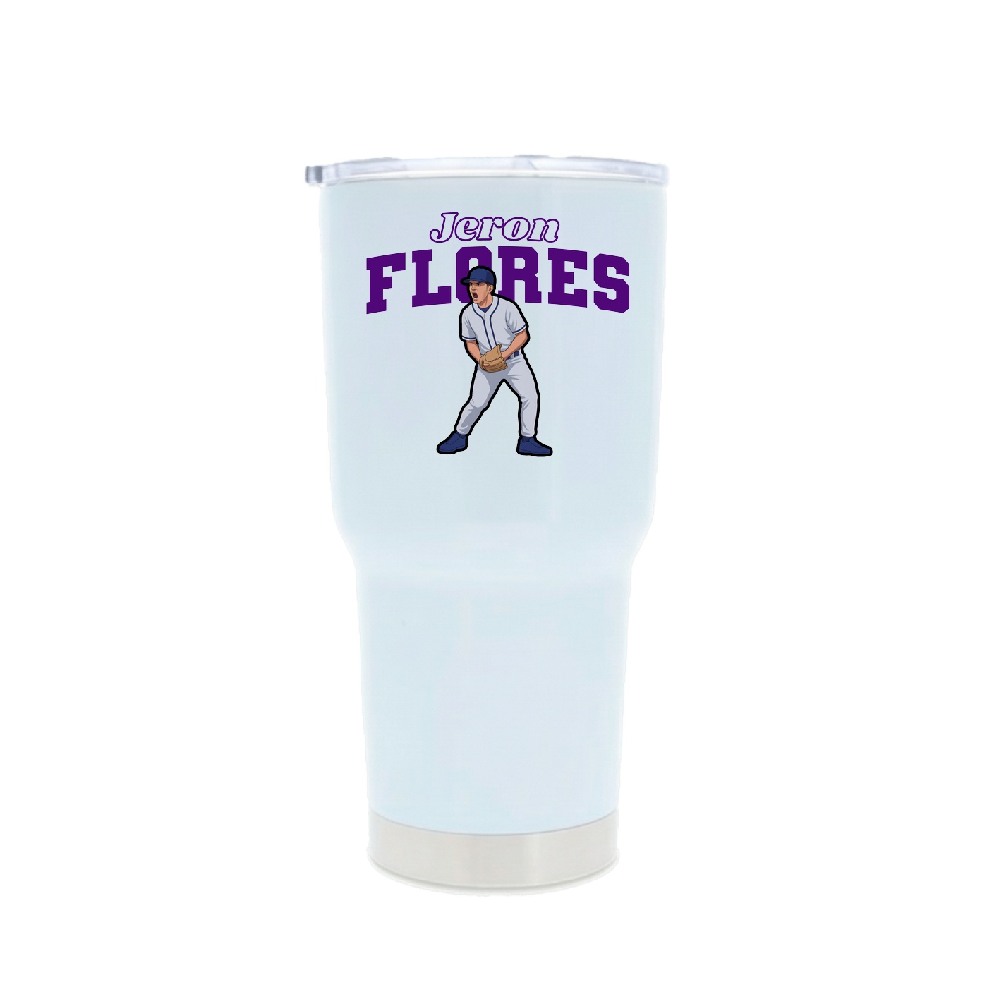 30oz Stainless Steel Tumbler — Name Arch in White