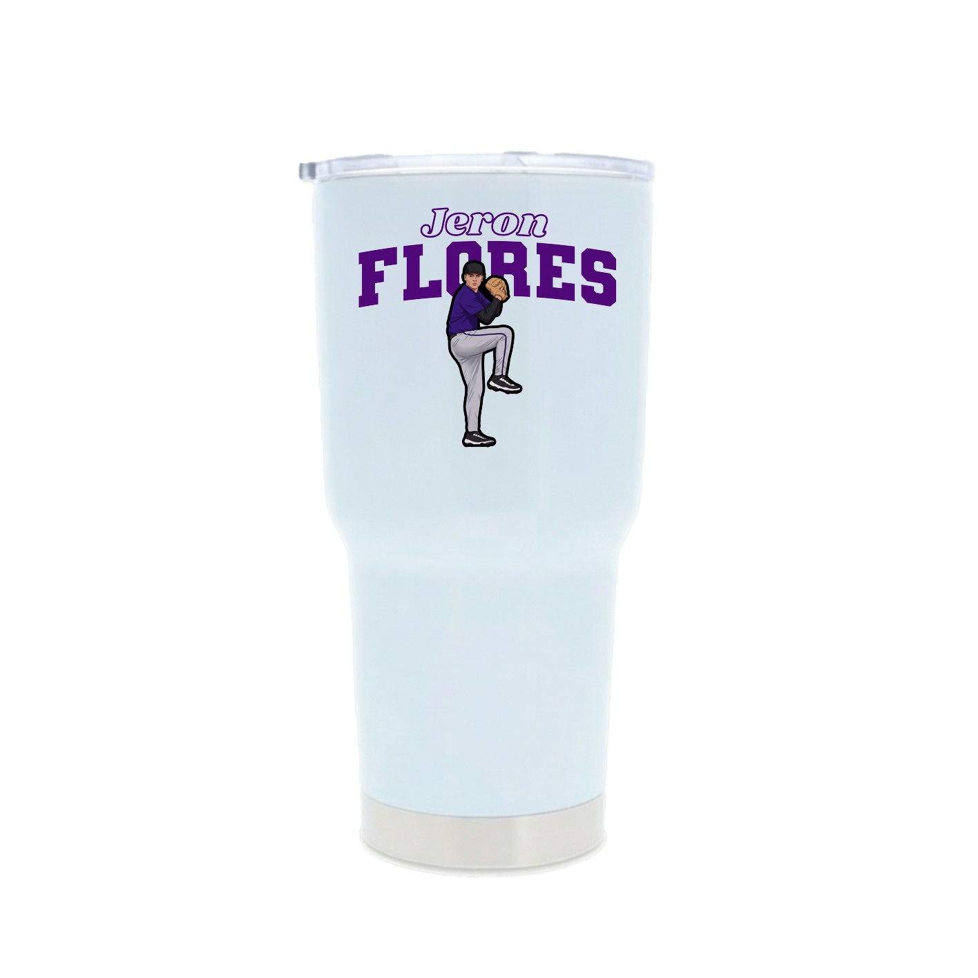 30oz Stainless Steel Tumbler — Name Arch in White