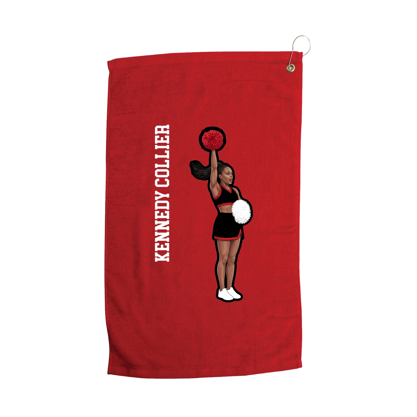 Golf Towel — Name Vertical in Red
