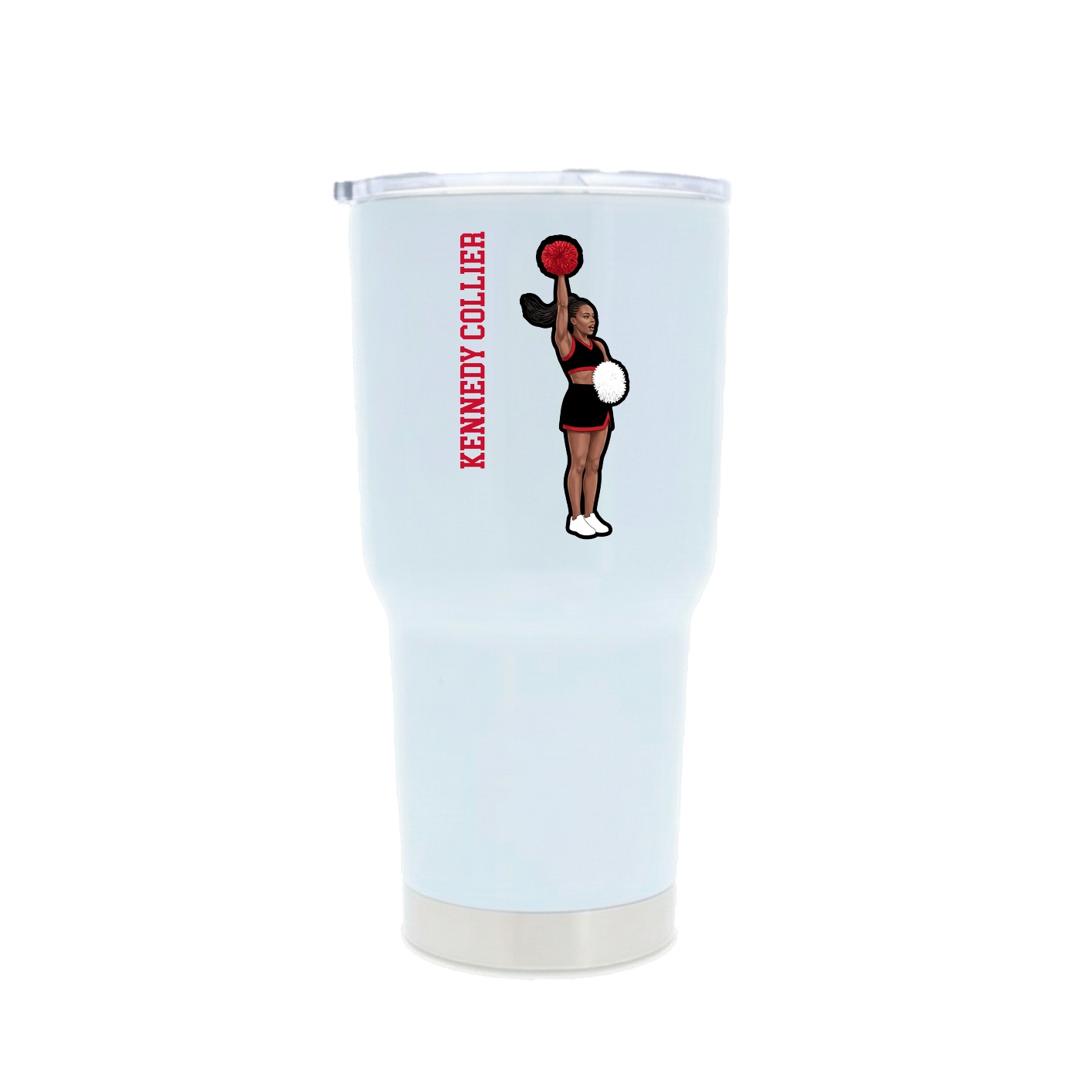 30oz Stainless Steel Tumbler — Name Vertical in White