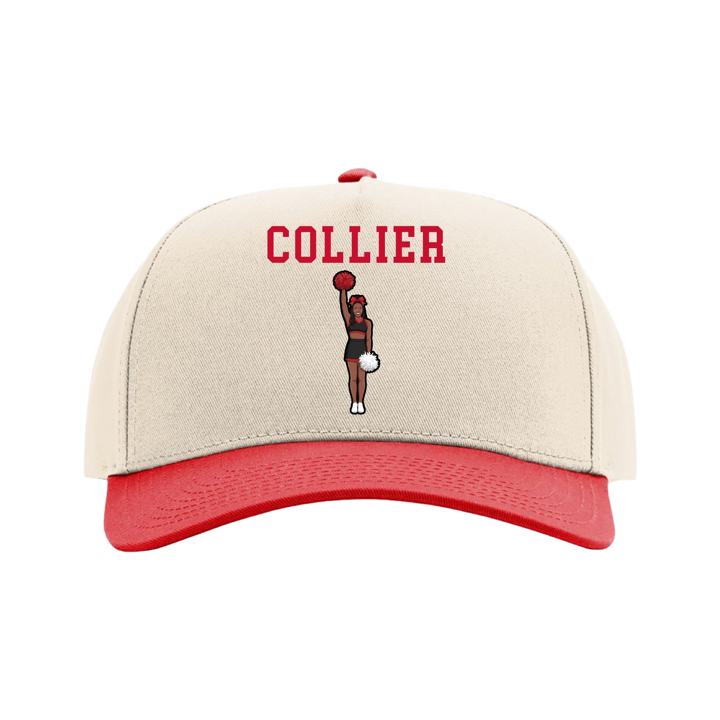 Full Fabric Five-Panel Champ Cap — Shirsey in Cream/Red