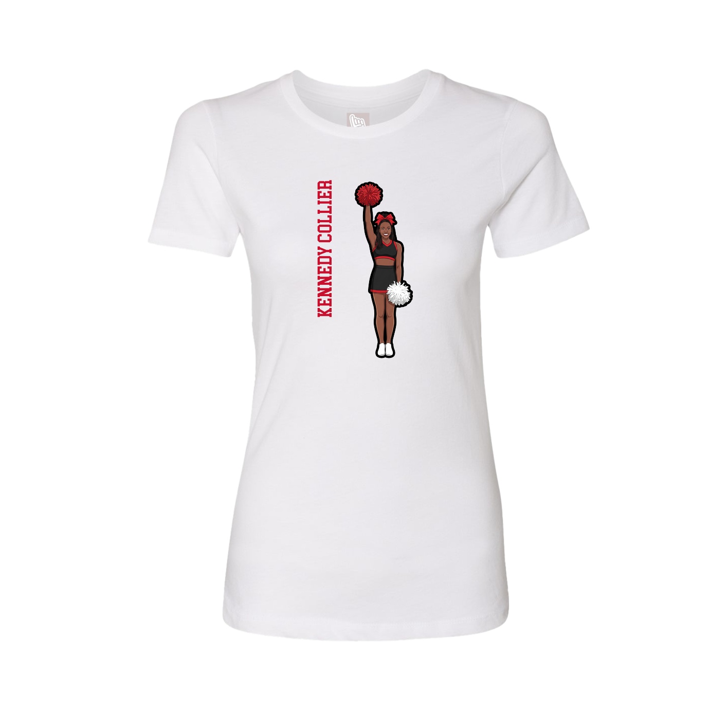 Fitted Women's Tee — Name Vertical in White