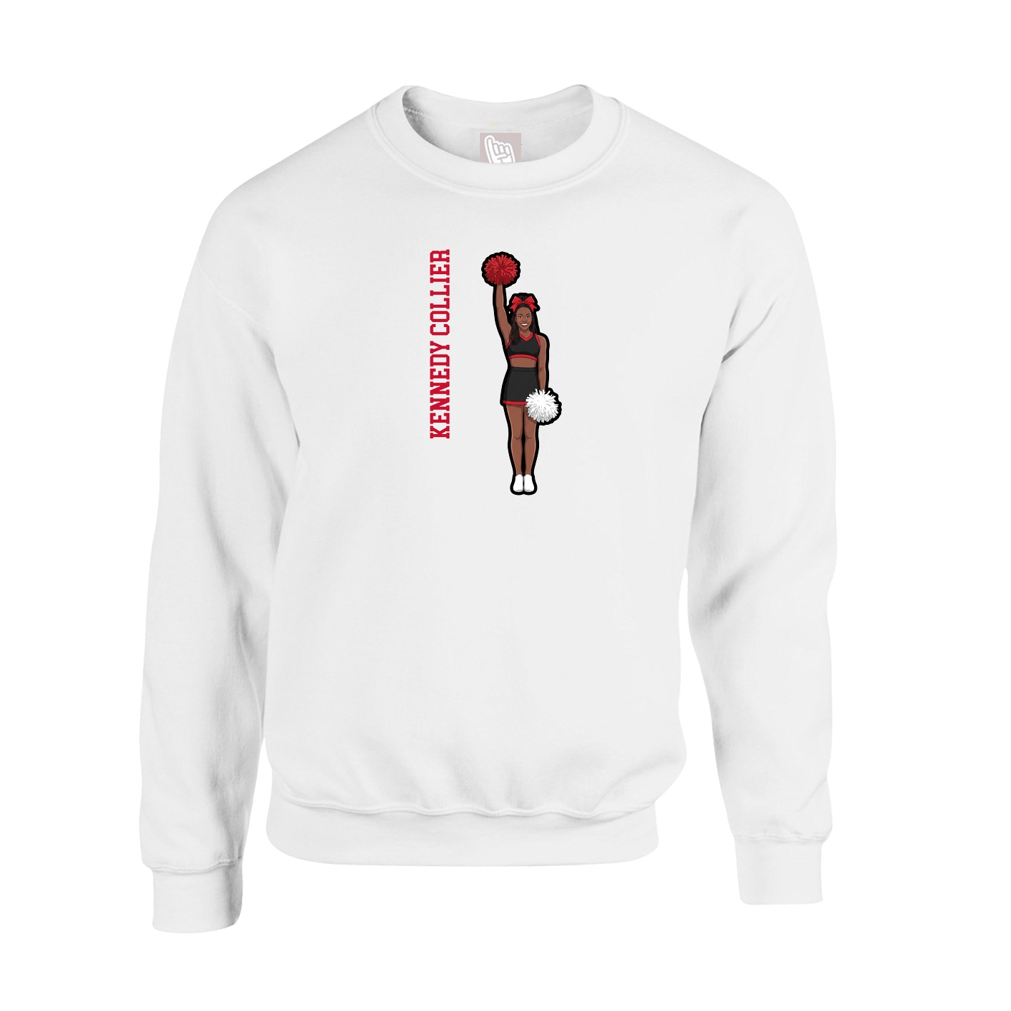 Fleece Crew — Name Vertical in White