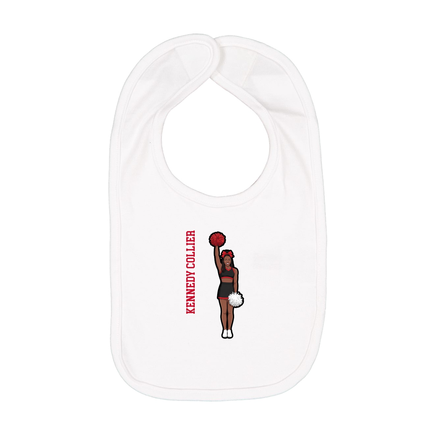 Infant Bib — Name Vertical in White