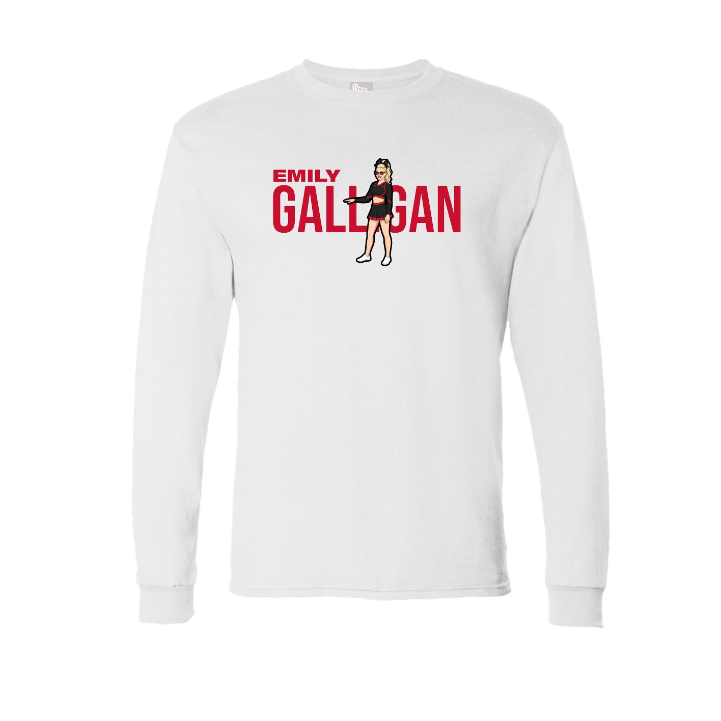 Long Sleeve Tee — Player Name in White
