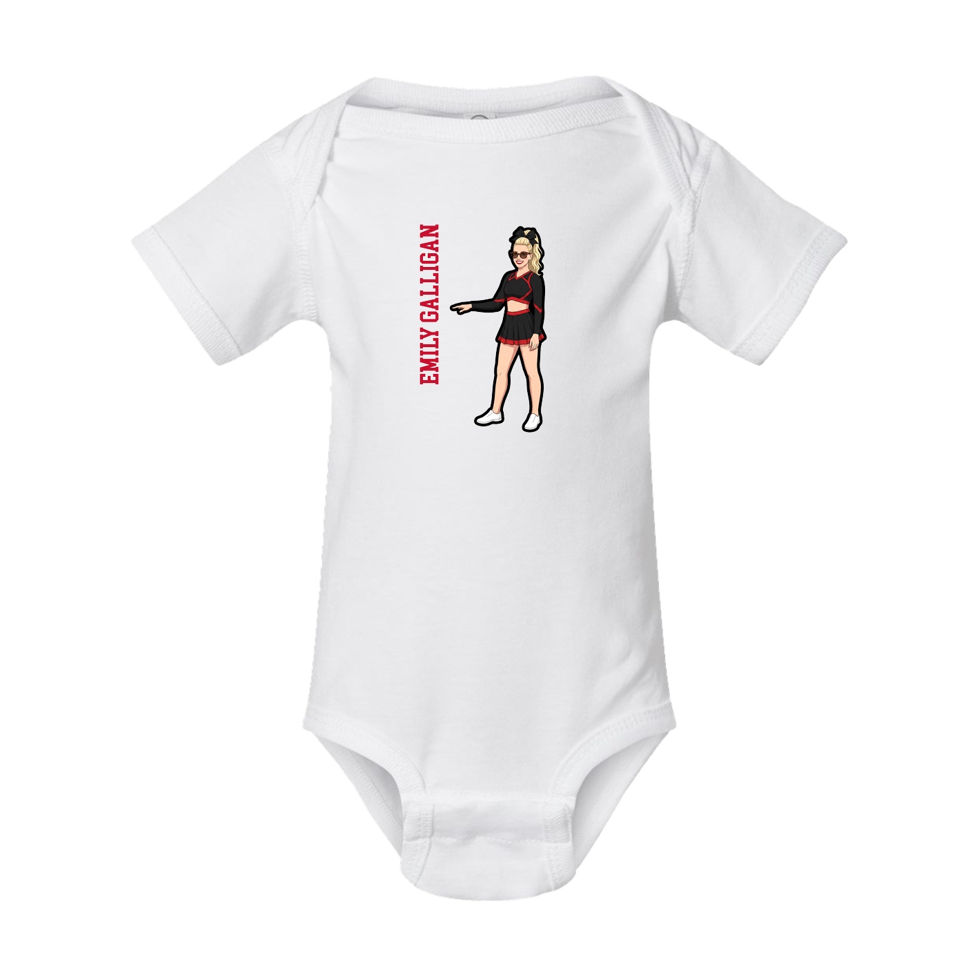 Baby Onesie — Name Vertical in White