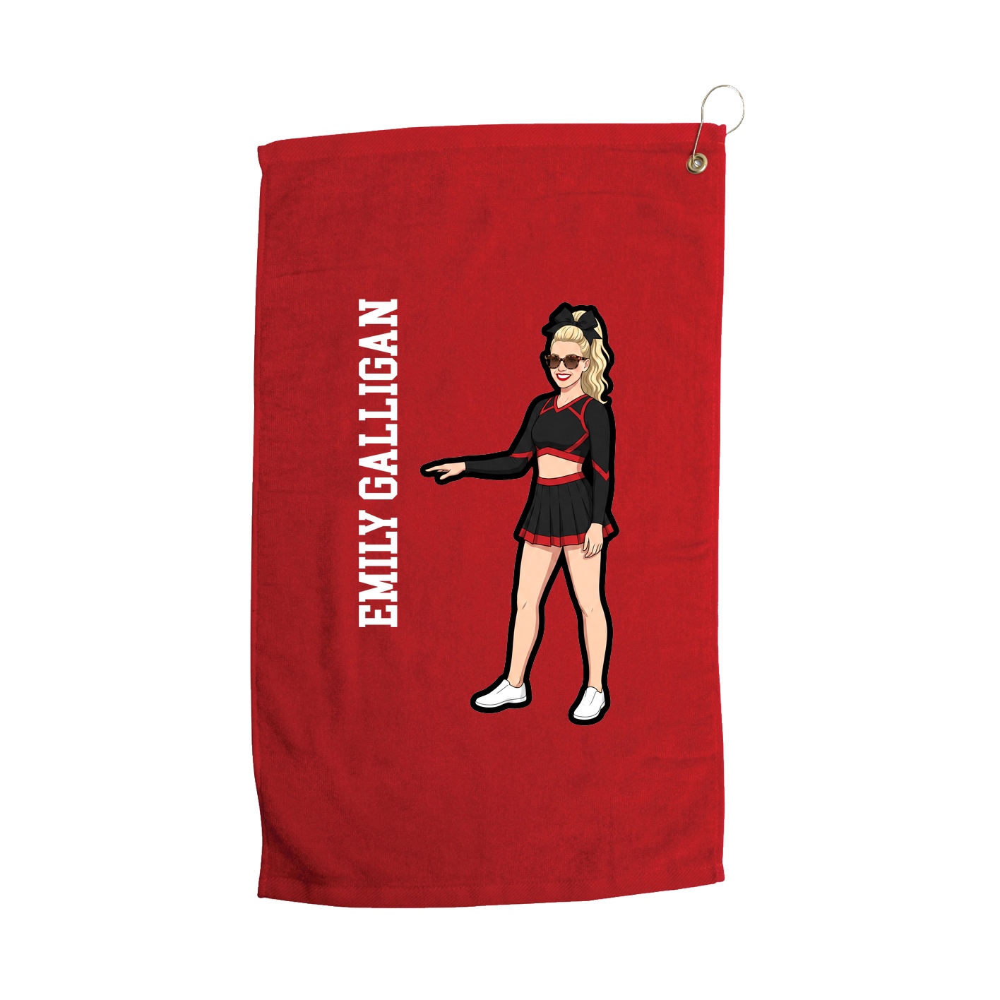 Golf Towel — Name Vertical in Red