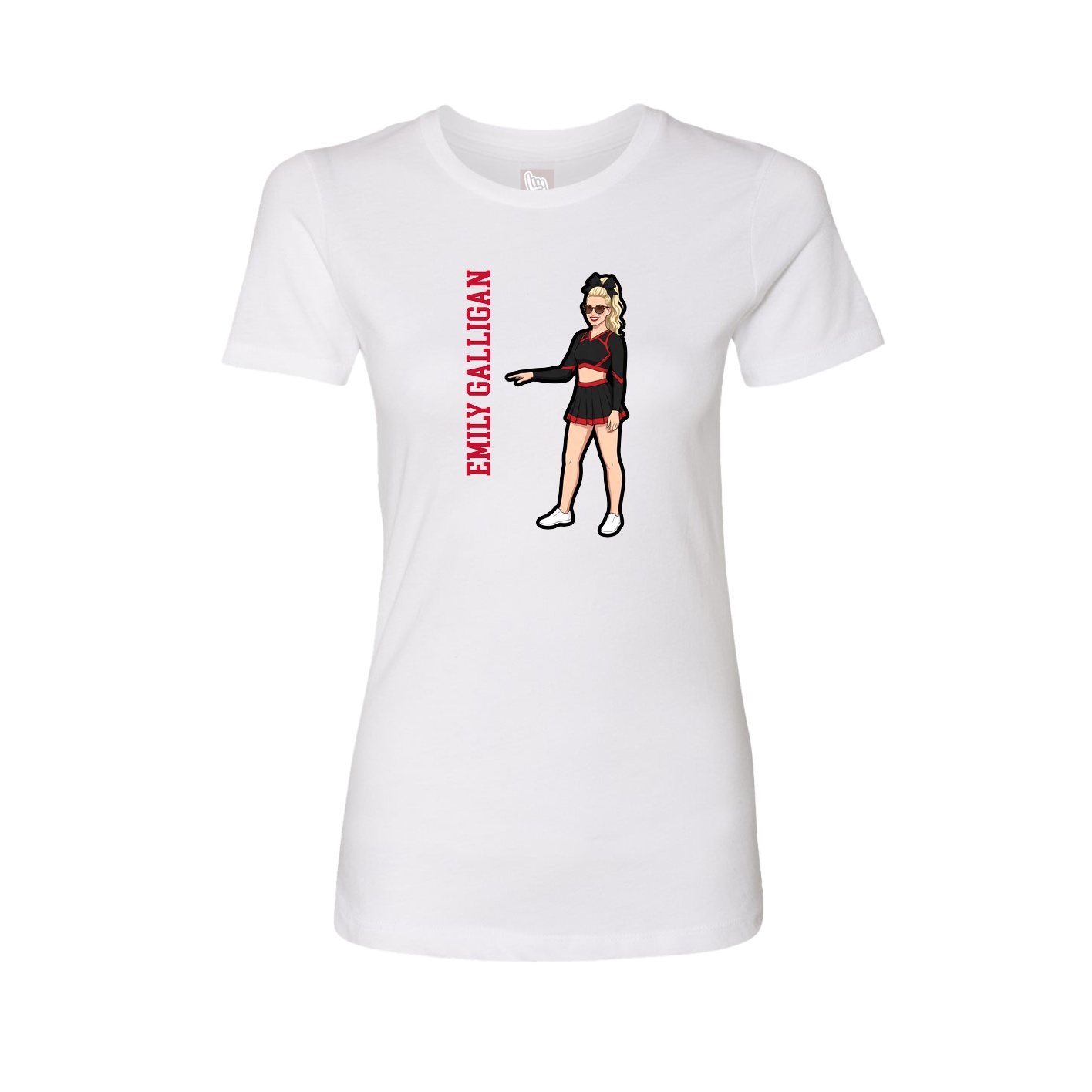 Fitted Women's Tee — Name Vertical in White