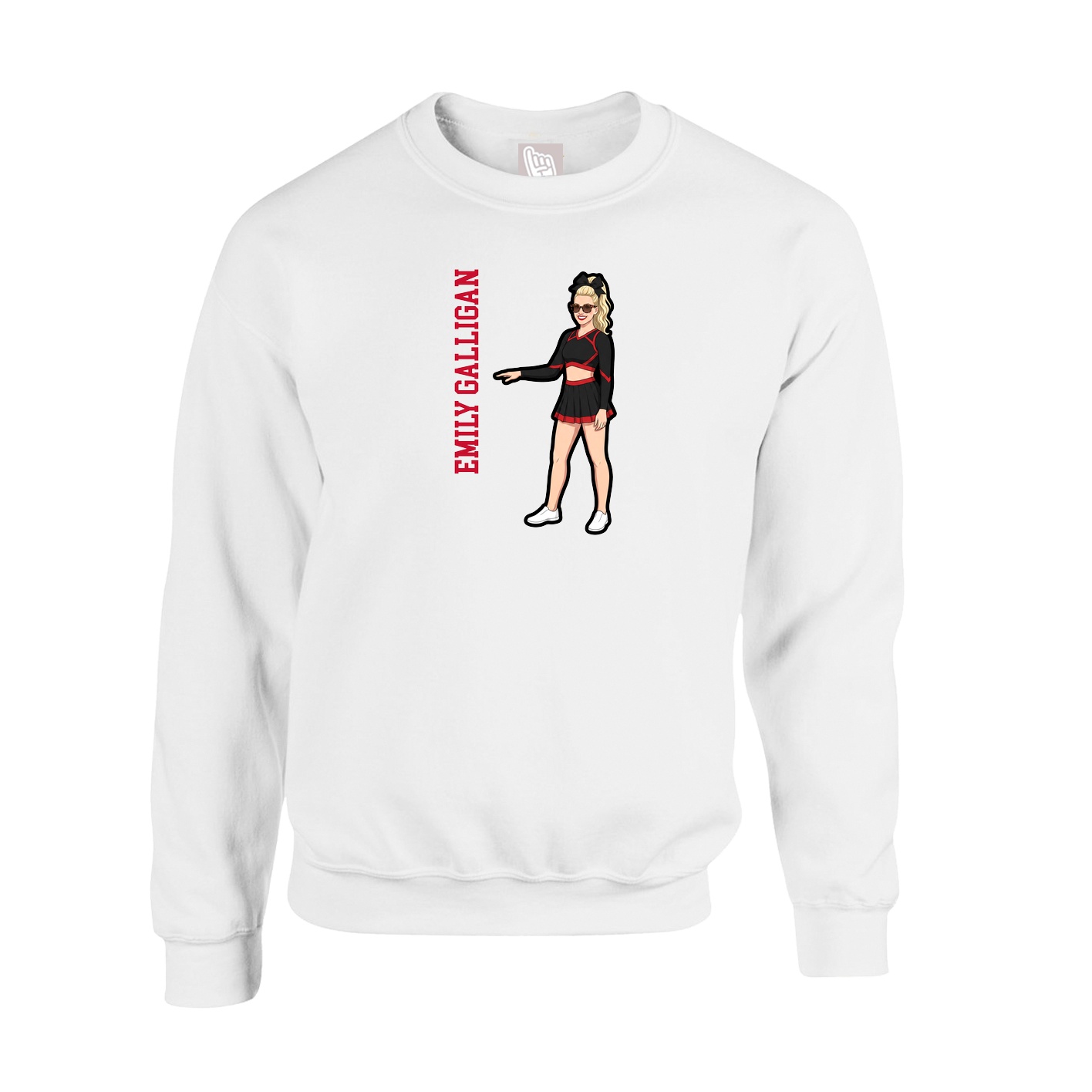 Fleece Crew — Name Vertical in White