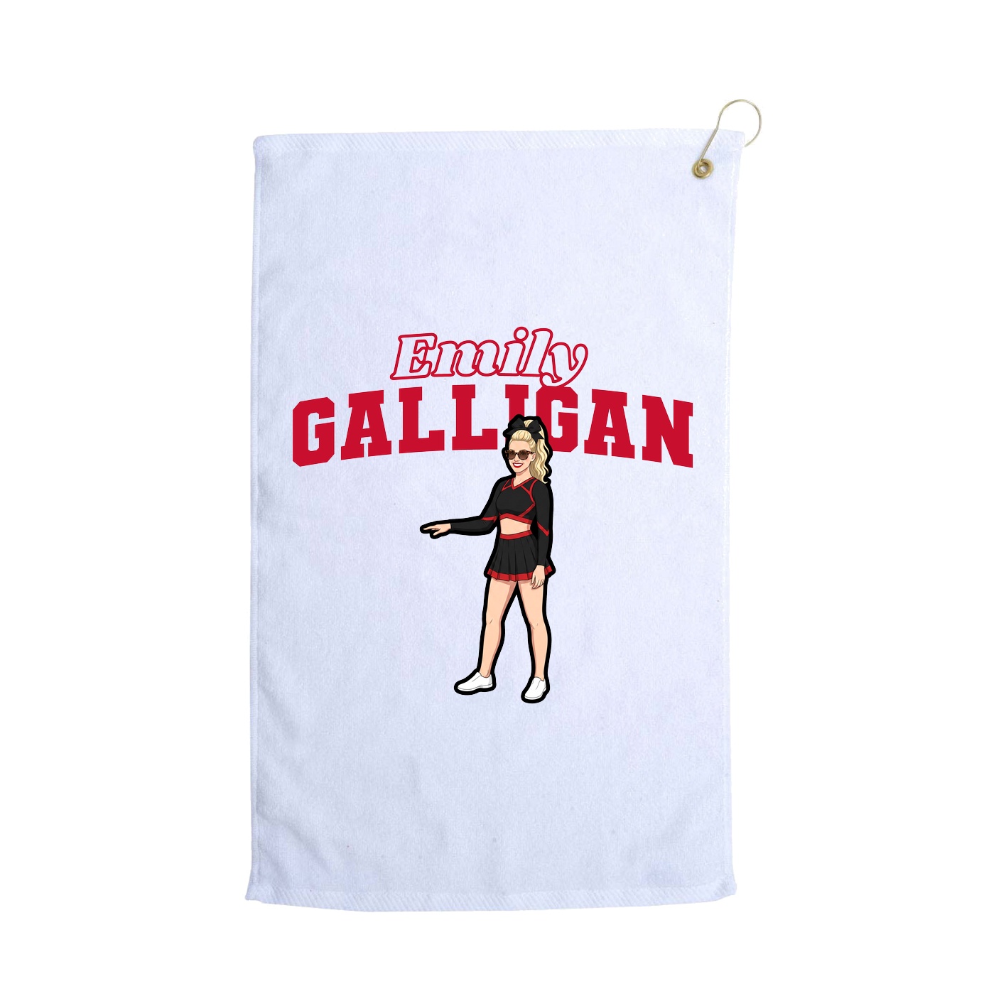 Golf Towel — Name Arch in White