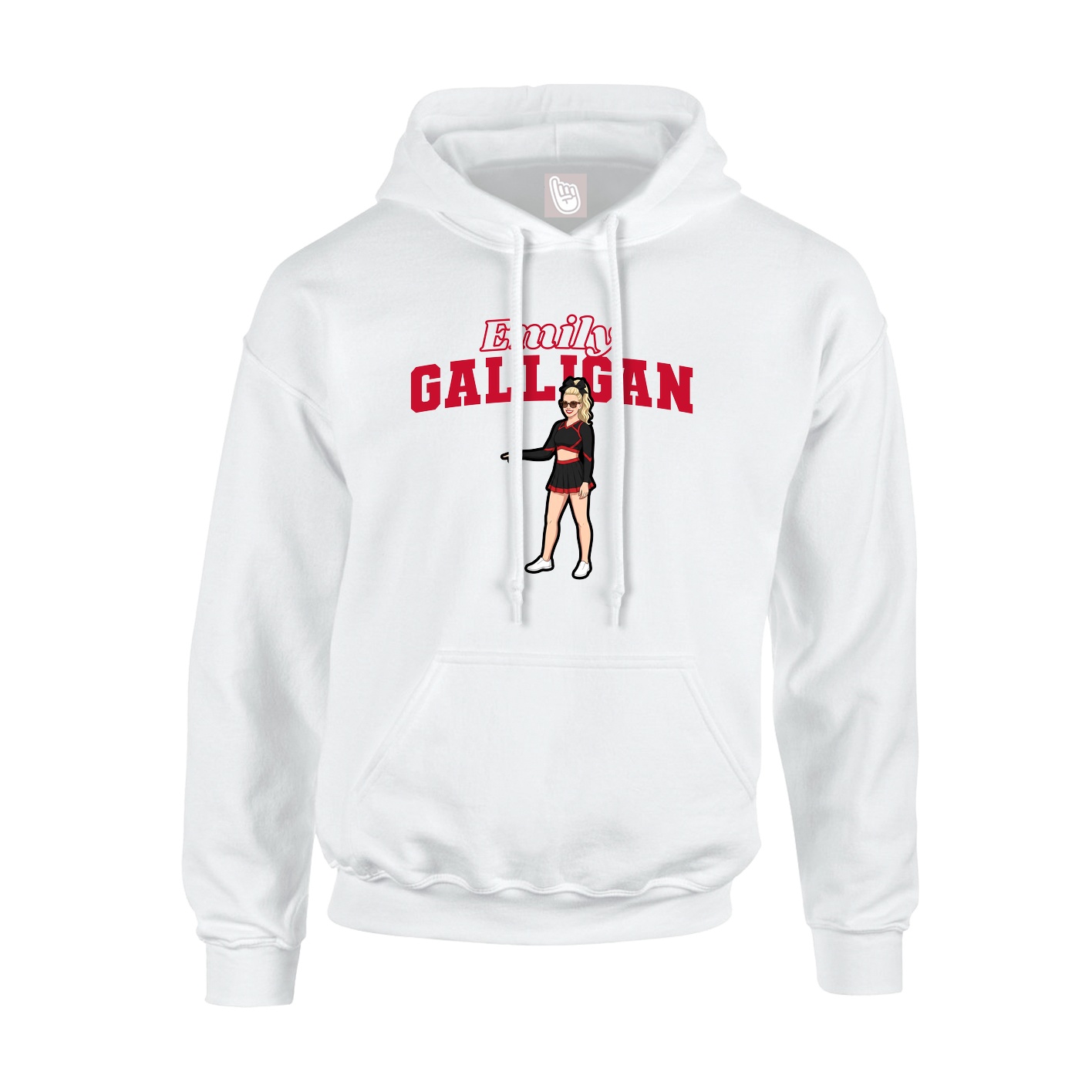 Youth Hoodie — Name Arch in White