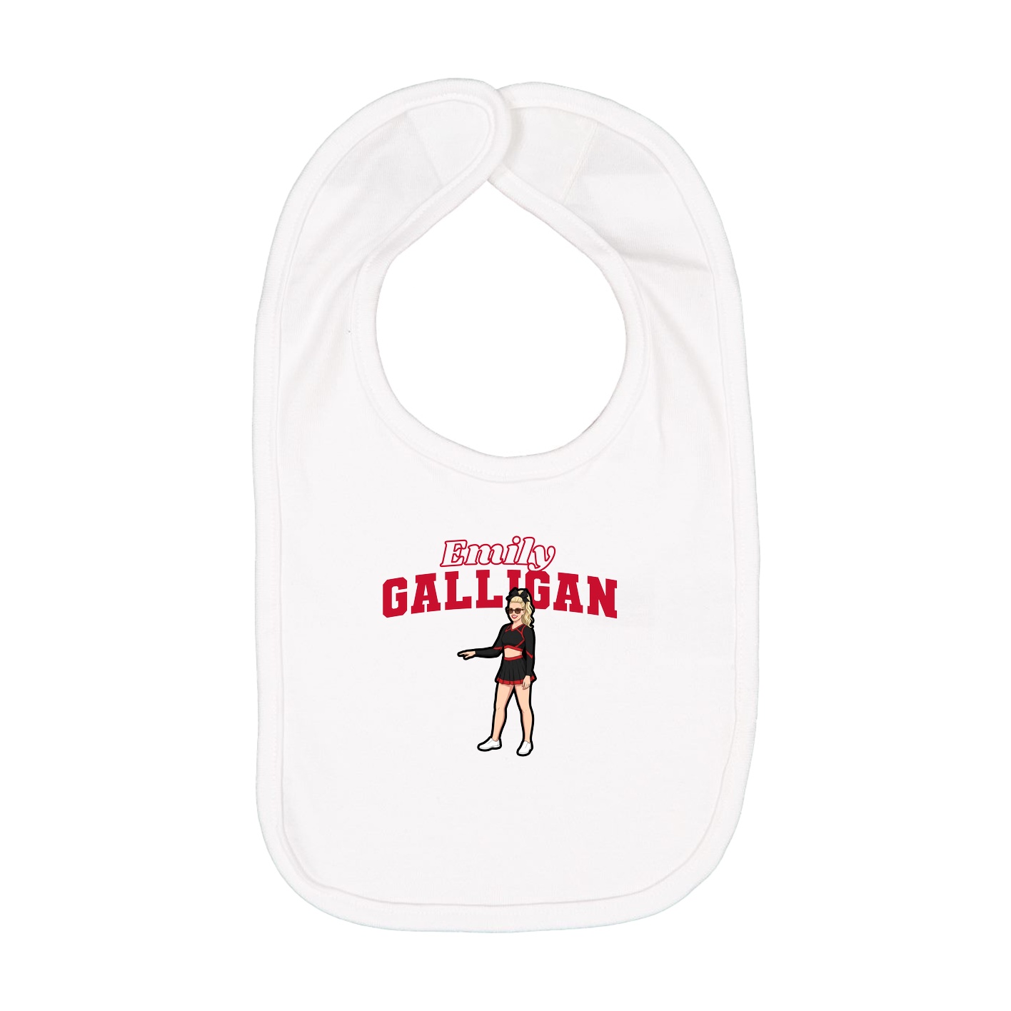 Infant Bib — Name Arch in White