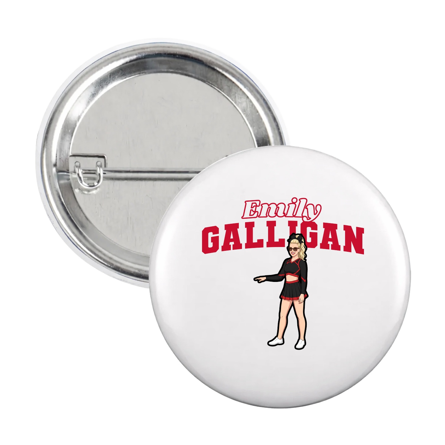 Game Day Button — Name Arch in White