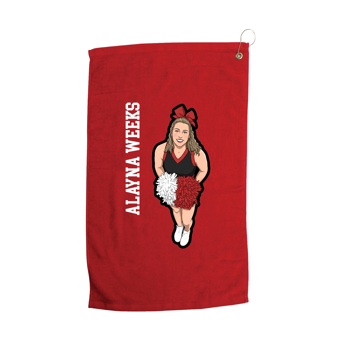 Golf Towel — Name Vertical in Red