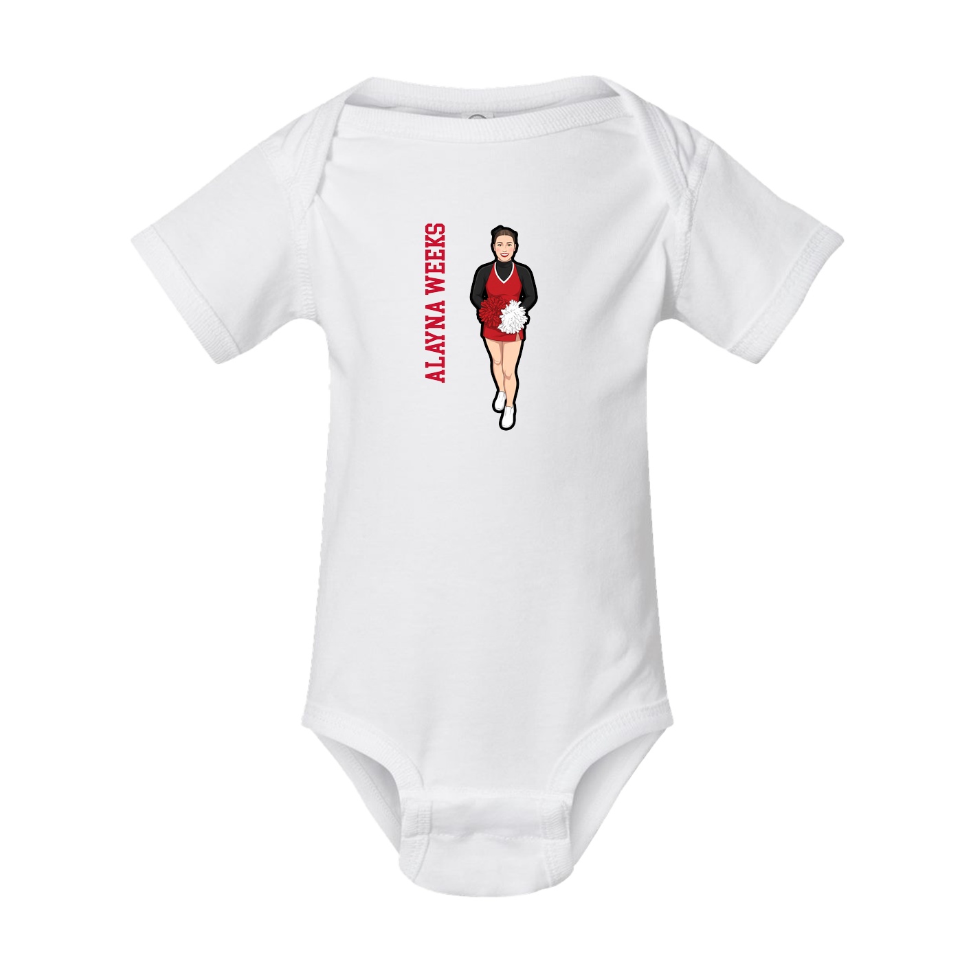 Baby Onesie — Name Vertical in White