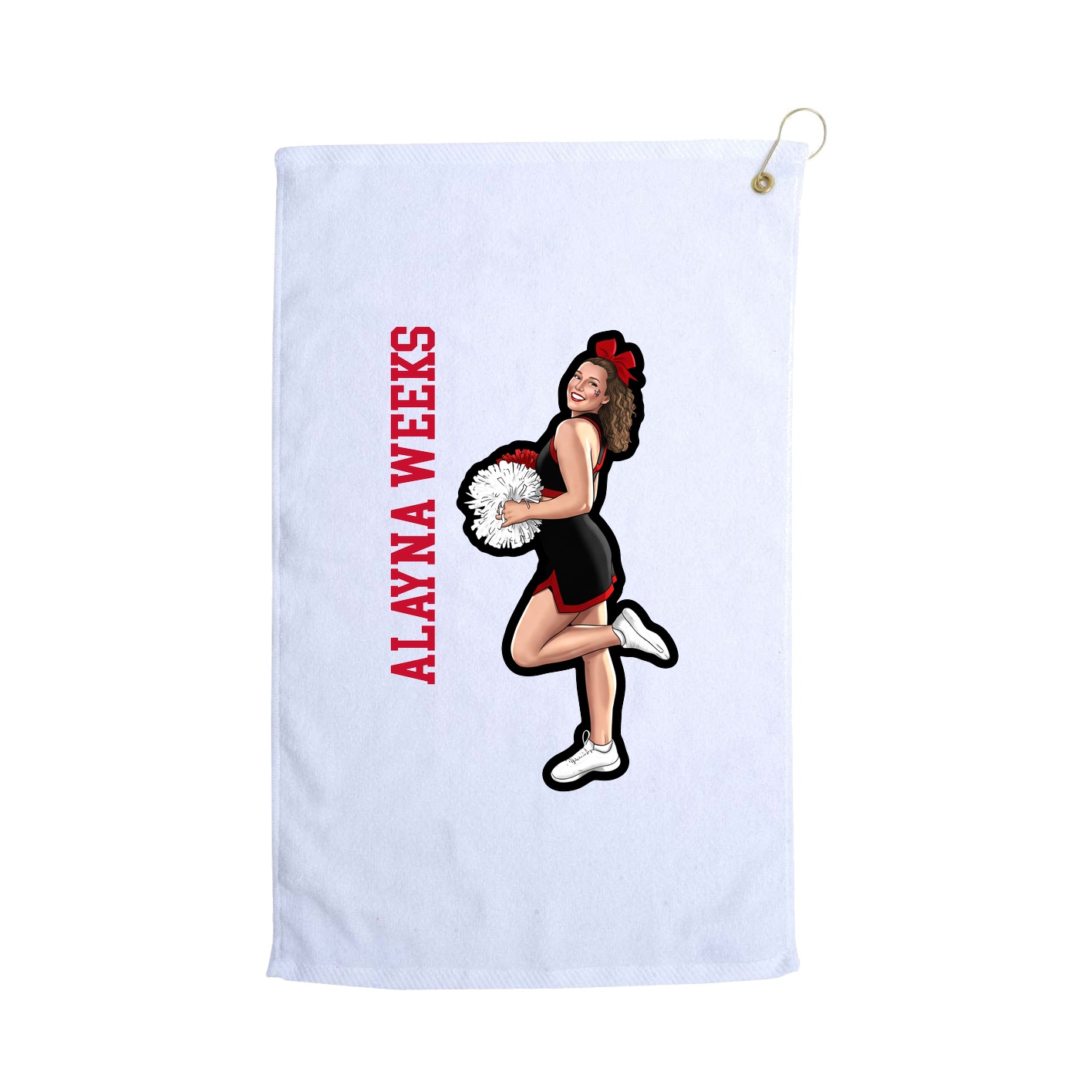 Golf Towel — Name Vertical in White