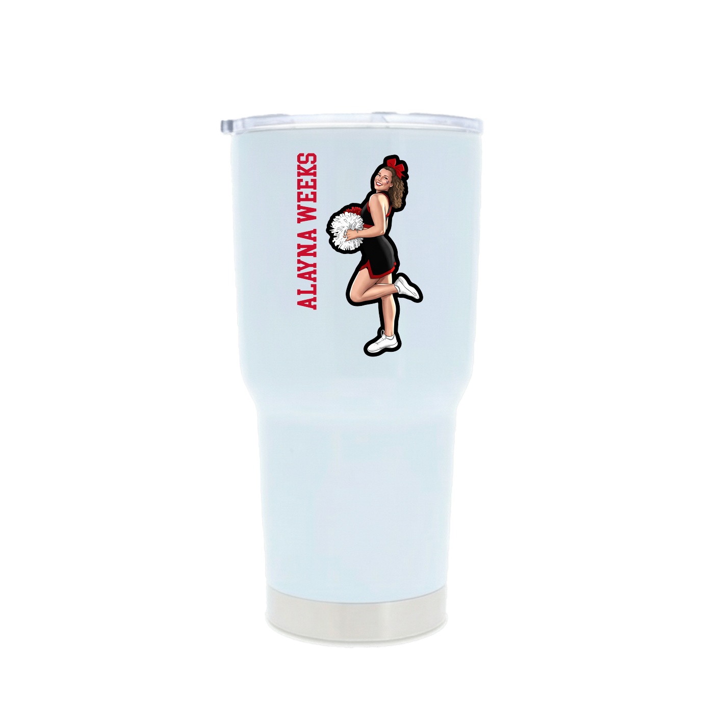 30oz Stainless Steel Tumbler — Name Vertical in White