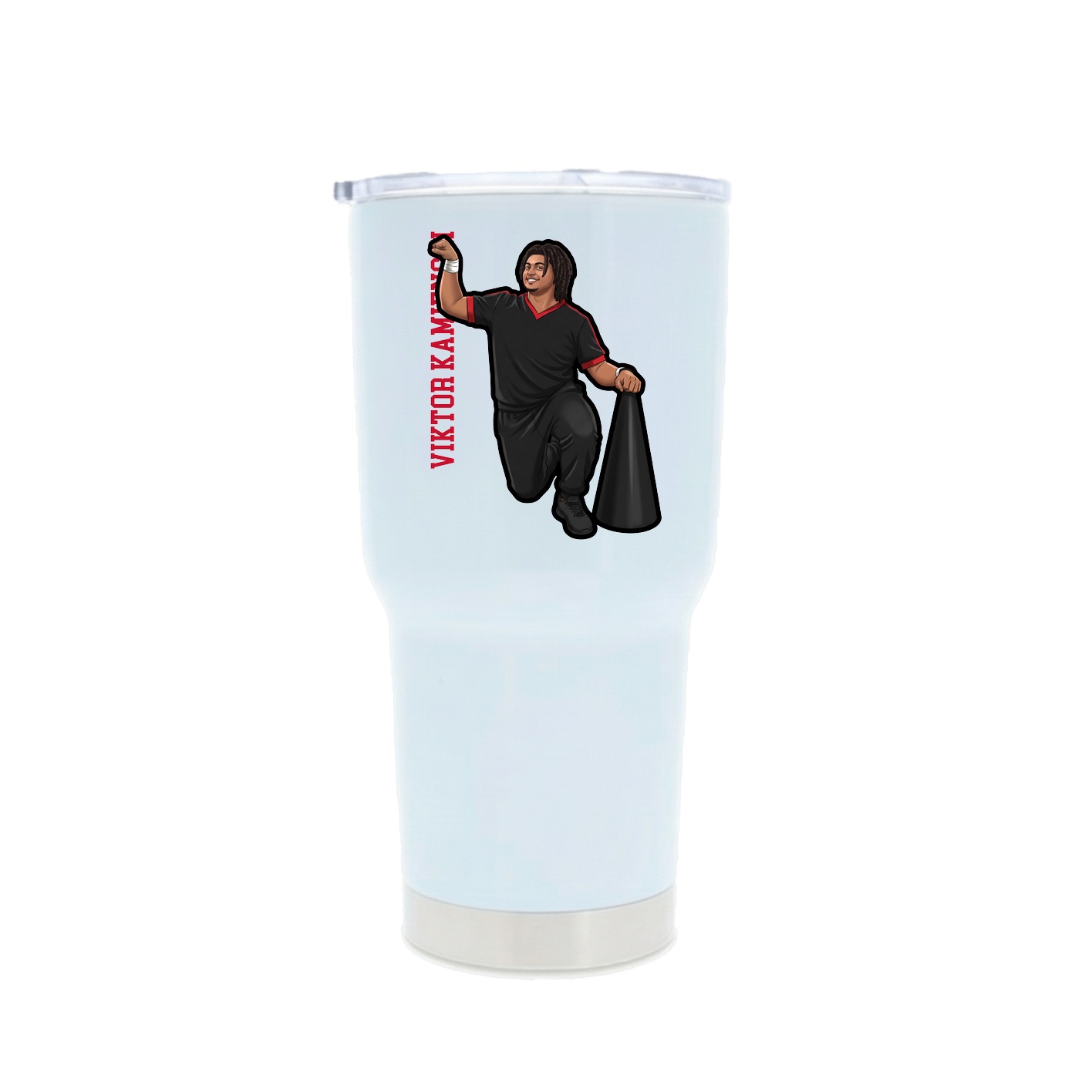 30oz Stainless Steel Tumbler — Name Vertical in White