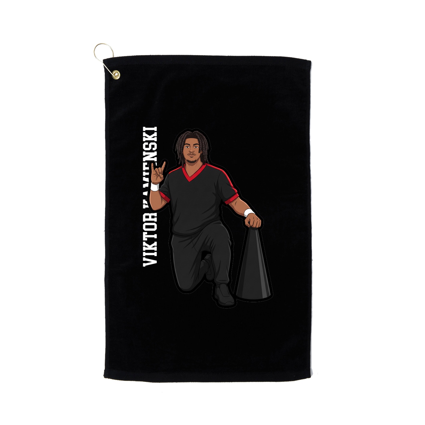 Golf Towel — Name Vertical in Black