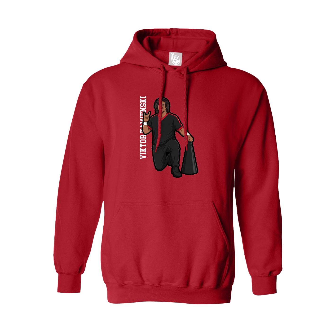 Hoodie — Name Vertical in Red